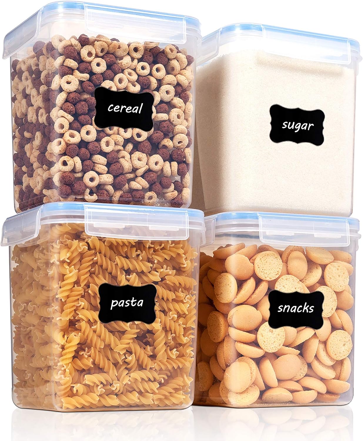 Vtopmart 5.2L Flour Sugar Storage Containers, 4 PCS, Black