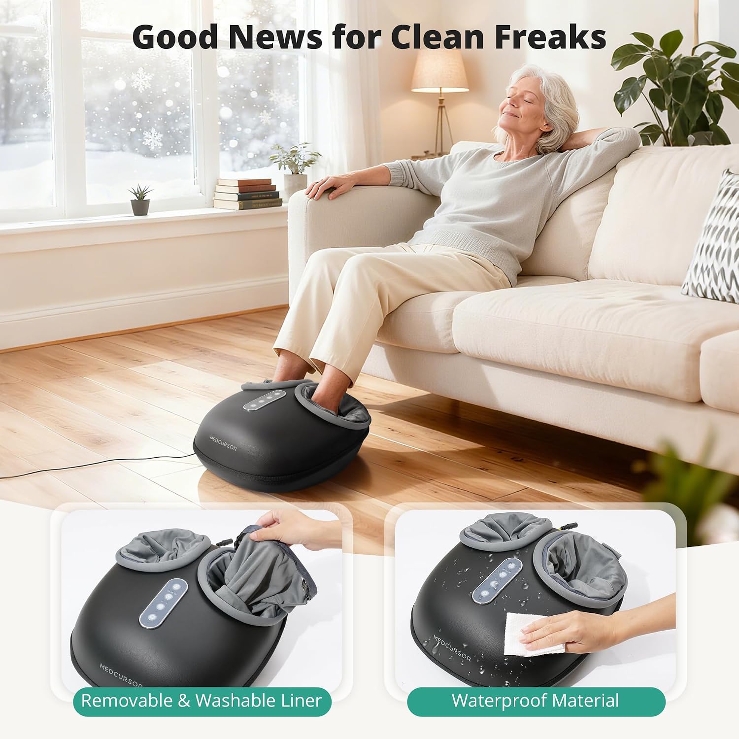 Medcursor Foot Massager with Heat - Shiatsu Feet Massage Machine Delivers Relief for Tired Muscles & Plantar, Deep Kneading Therapy