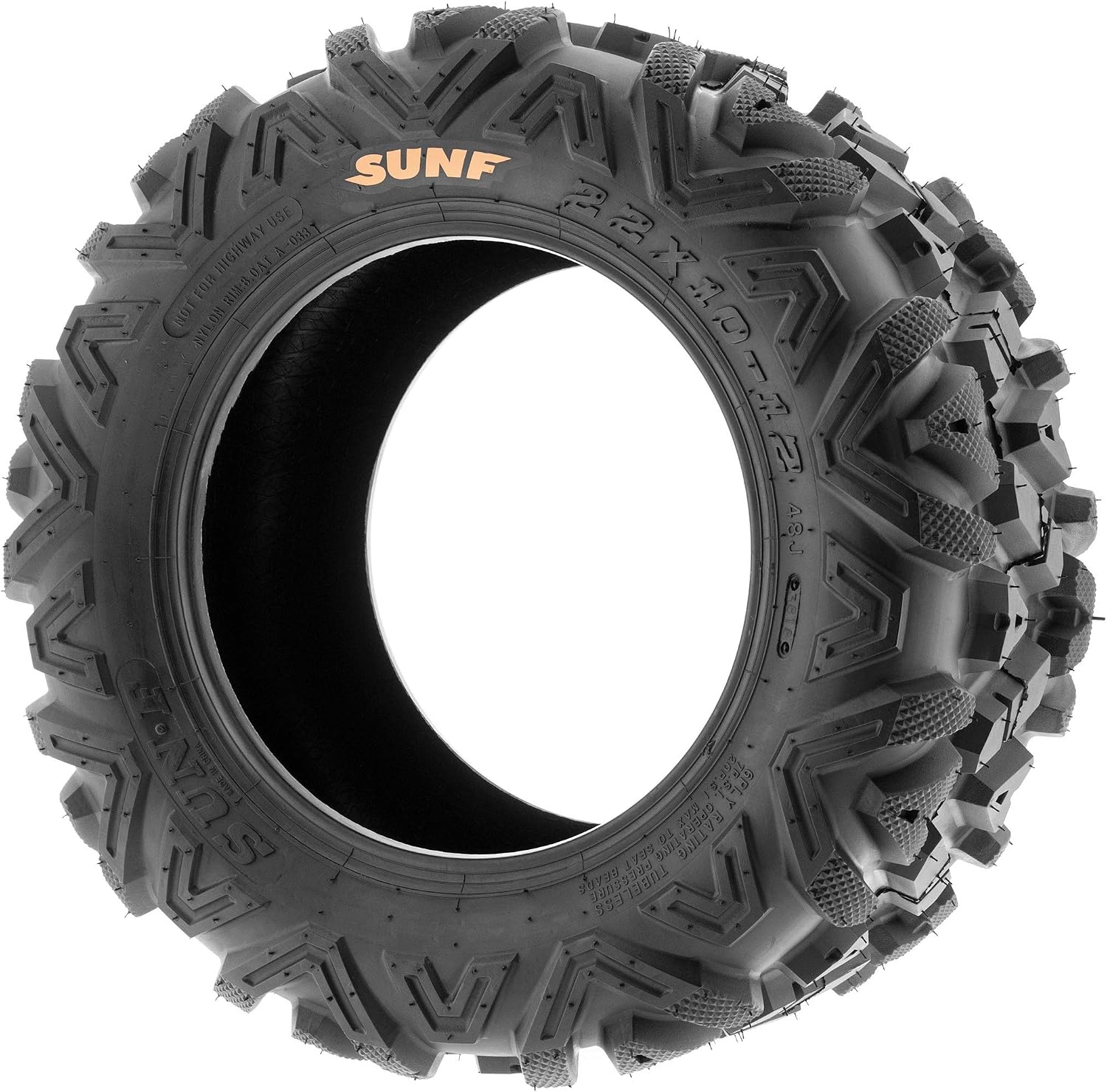 SunF ATV Tires 25x10-12 UTV Tire 25x10x12 All Terrain Off-Road Mud Tires, 6 Ply Tubeless