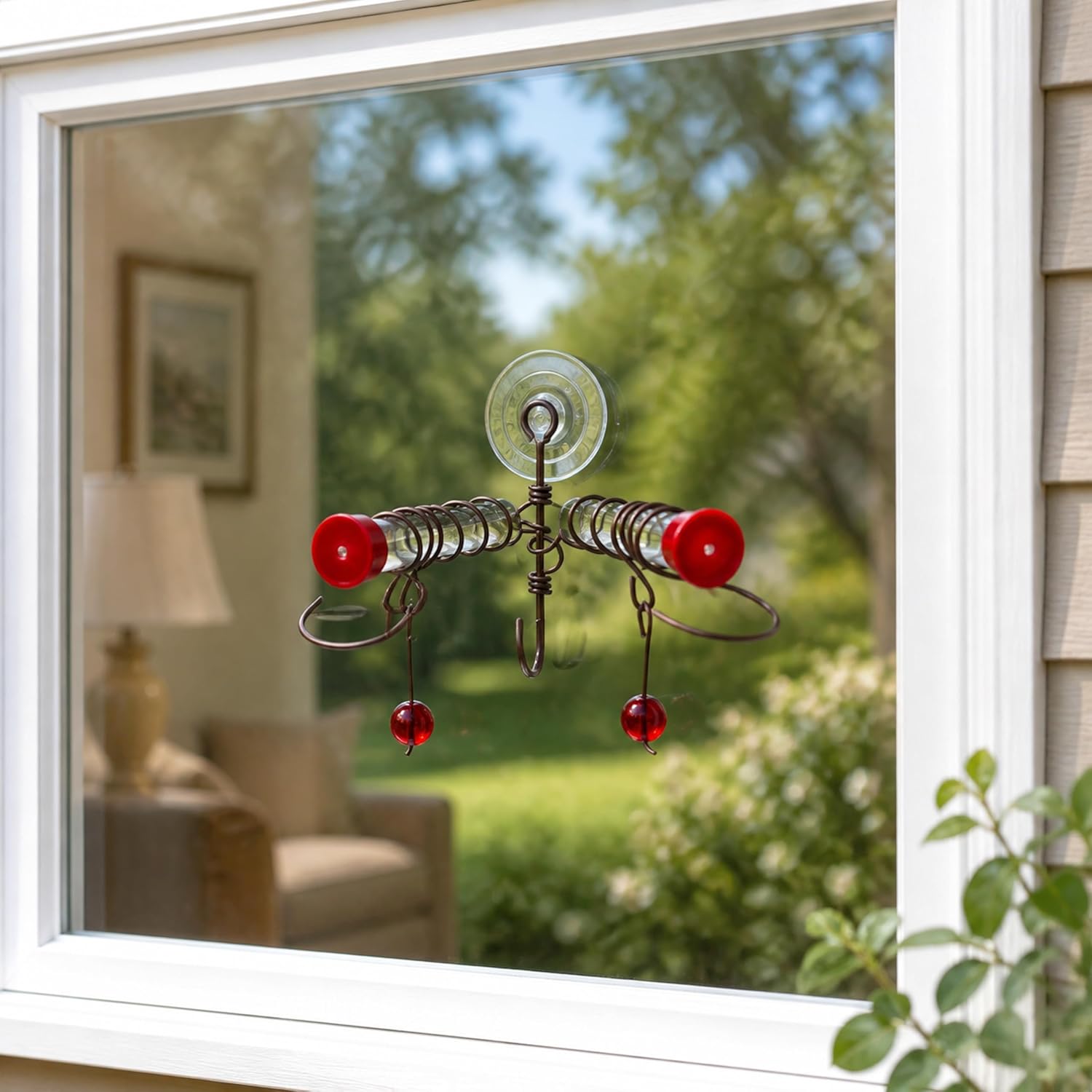 Window Hummingbird Feeder with Suction Cup, 2 Nectar Ports | Window Mount; Suction Cup Design; 2 Nectar Ports; Up-Close Viewing