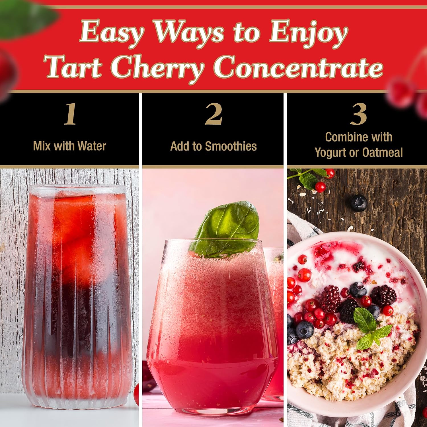 Tart is Smart Montmorency Tart Cherry Juice Concentrate, Cherry Juice Bottle Beverage, Rich in Antioxidants, Ideal for Muscle Recovery and Sleep Support, No-Added Sugar - 32 Ounce Bottle (Pack of 1)