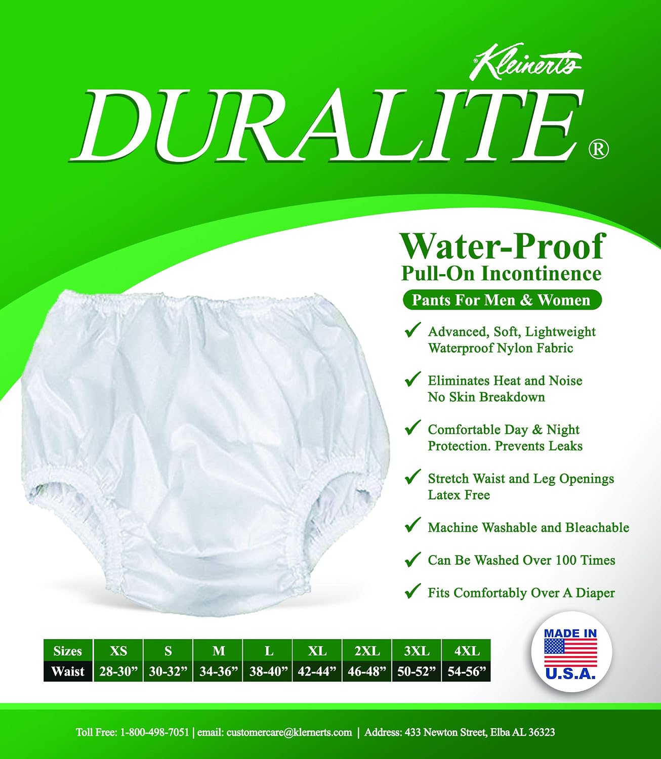 Incontinence Leak-Protection, Washable Pull-On Diaper Cover Pant, Advanced-Cool-Lightweight-Durable- Kleinert's (Beige, XX-Large)