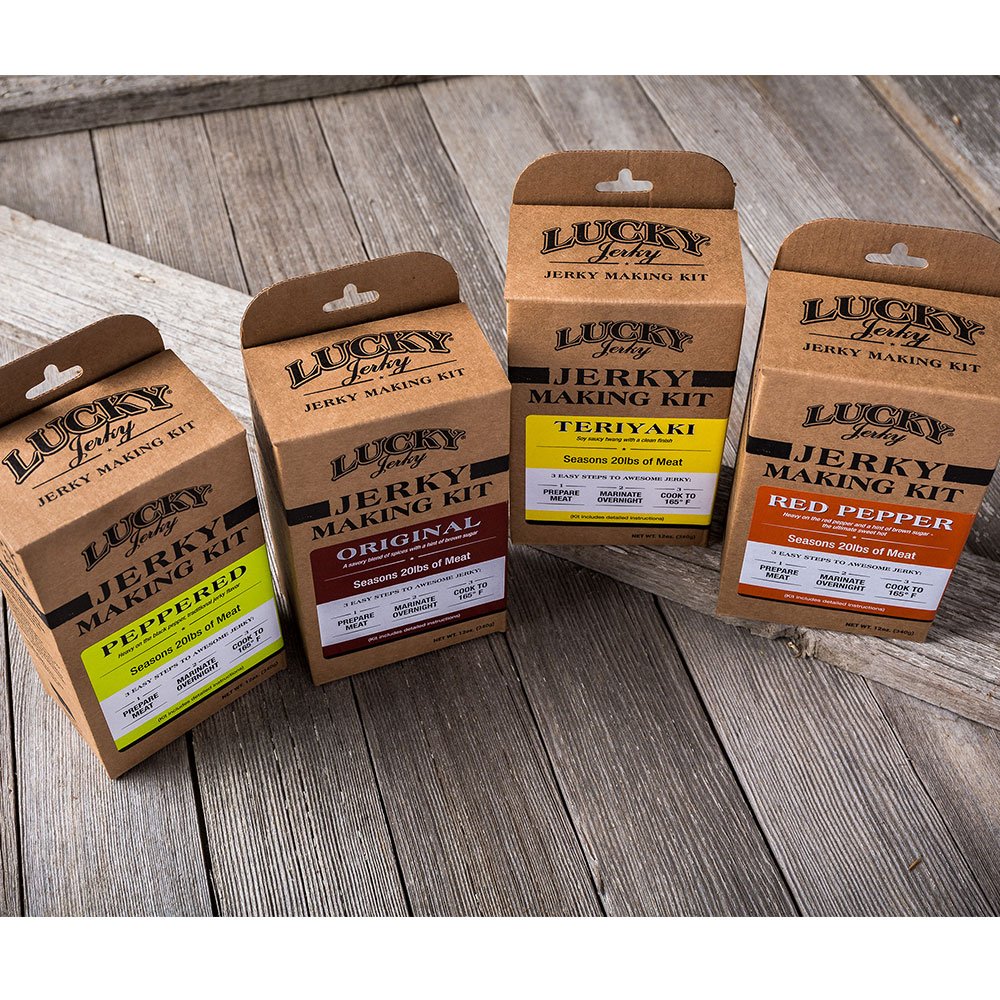 Lucky Jerky Ultimate Savory DIY Beef Jerky Seasoning and Cure Kit, 12 Oz | Make Your Own with Original, BBQ, Teriyaki, and Sweet & Spicy, Seasons 5 lbs per Flavor, 20 lbs Total