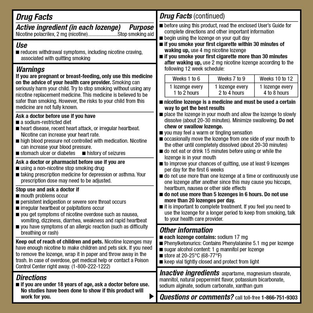 GoodSense Nicotine Polacrilex Lozenge 2 mg (Nicotine), Mint Flavor, Stop Smoking Aid; Quit Smoking with Nicotine Lozenge, 72 Count