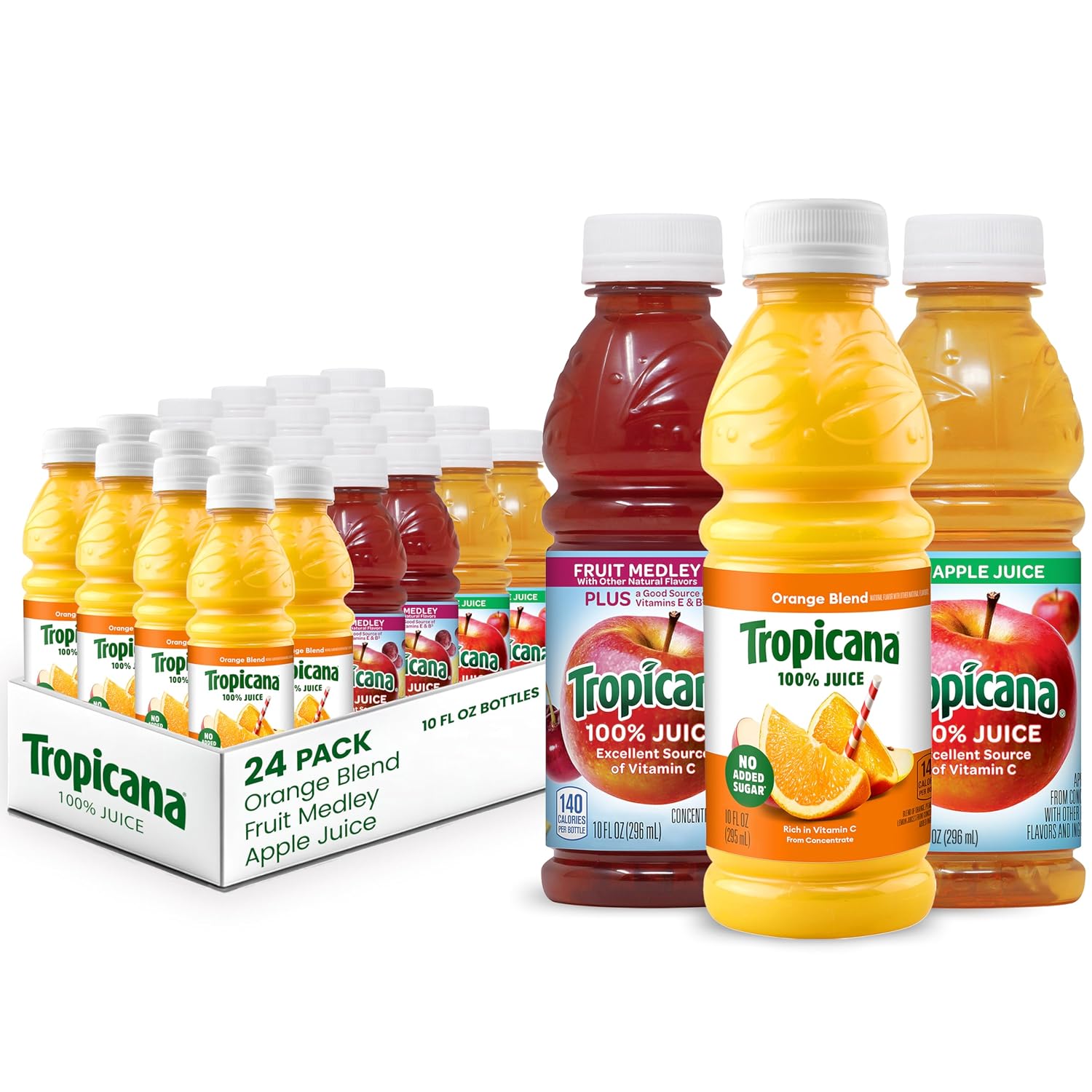 Tropicana Pineapple Peach Mango 100% Juice, 24-pack, 10 fl oz bottles
