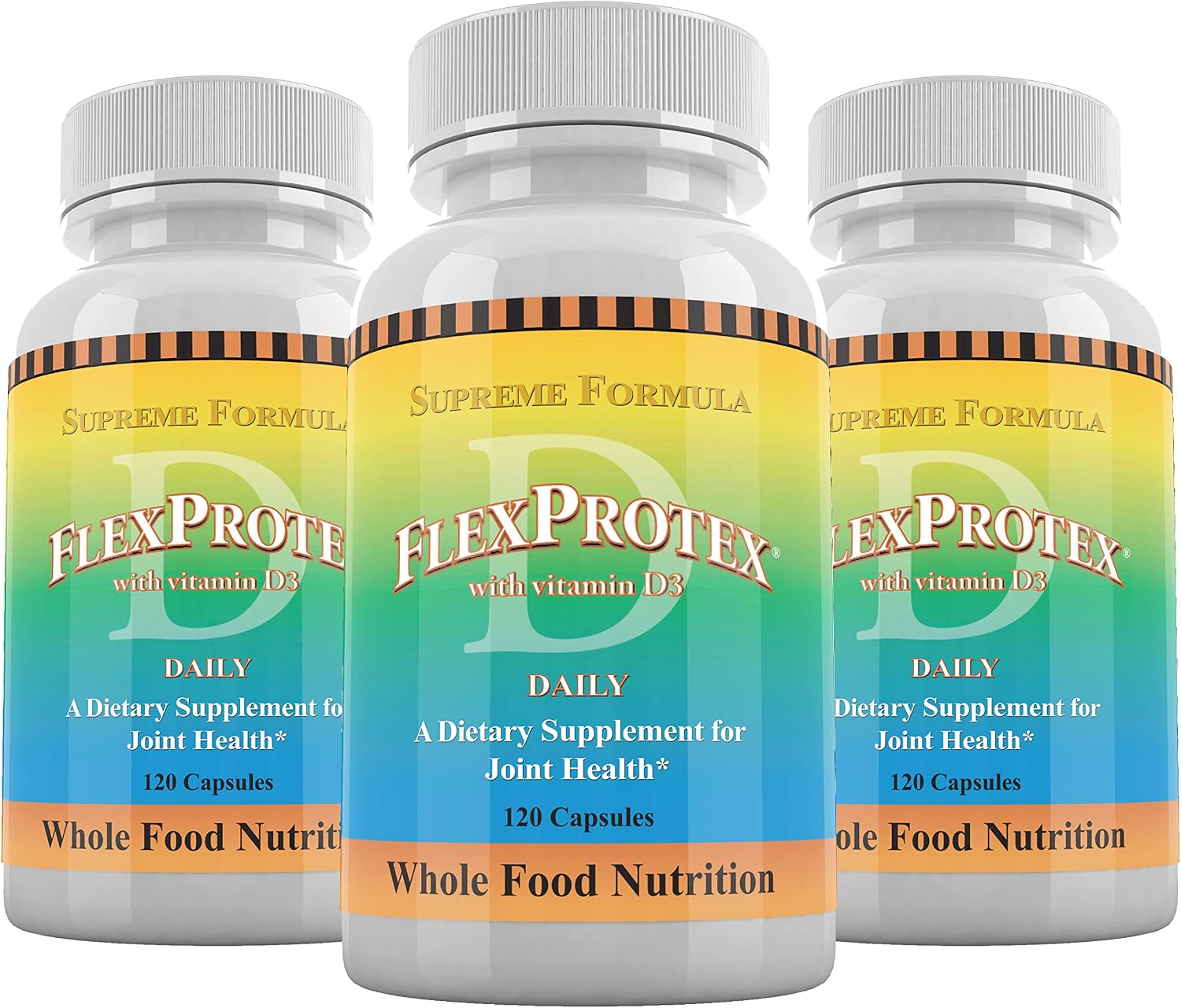 Daily Health, Flexprotex D 884mg Joint Muscle Support 120 Capsules Natural Herbal Turmeric Chondroitin Glucosamine Yucca Boswellia Hyaluronic Acid Ashwagandha D3 Magnesium (1 Month Supply)
