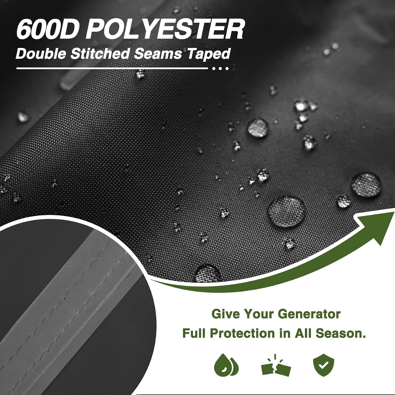 Porch Shield Waterproof Universal Generator Cover 32 x 24 x 24 inch - for Most Generators 5000-10000 Watt, Black