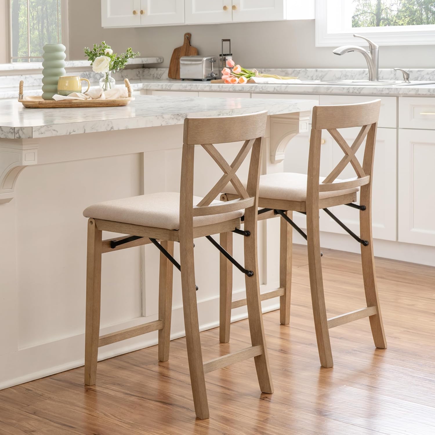 Linon Triena X Back Folding Counter Stool, Brown