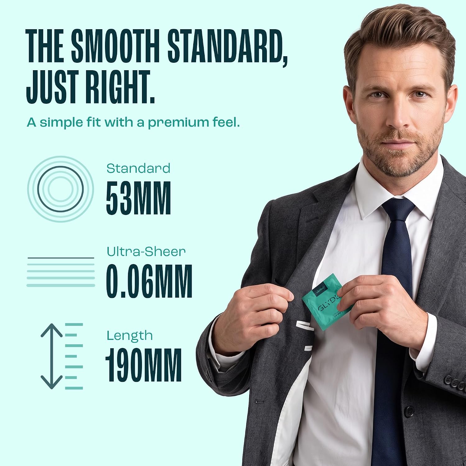 GLYDE Ultra Standard Fit Condoms - Ultra-Thin Medium Size - 12 Count, 53mm | Fragrance-Free, Lightly Lubricated, Body-Friendly, Vegan Formula Condoms, Strong and Secure Fit for Comfort and Natural Feel