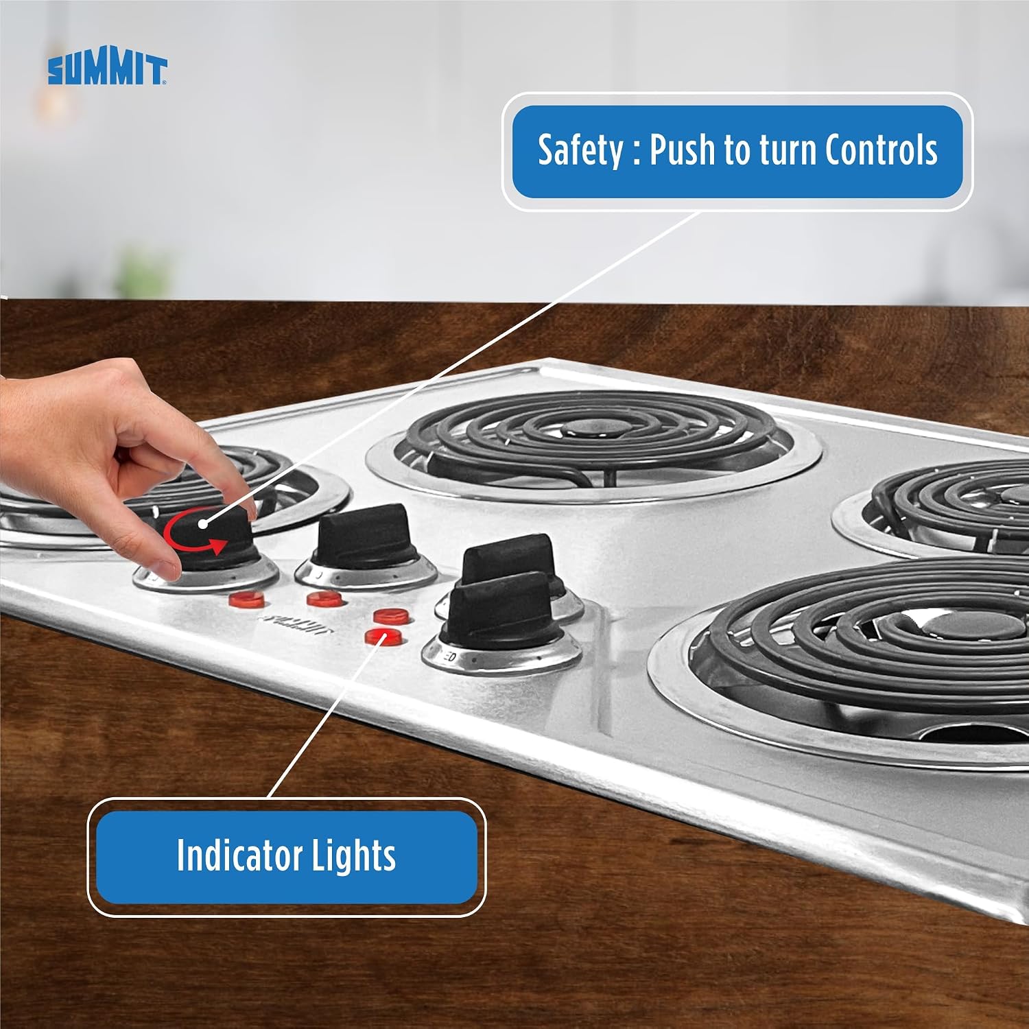 Summit 30" 4 Burner Electric Cooktop Stainless Steel - CR430SS