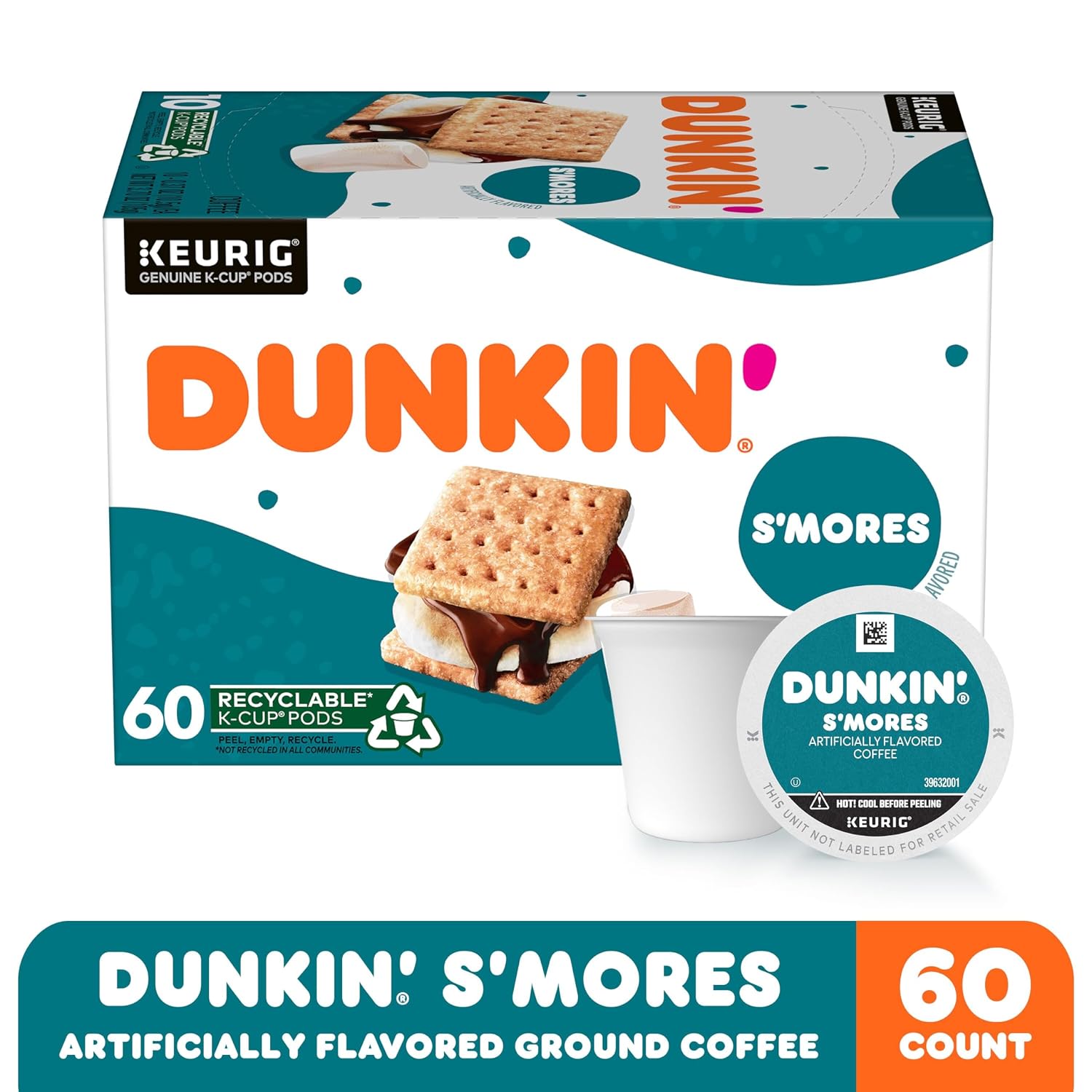 Dunkin’ Pumpkin Spice Artificially Flavored Coffee, 60 Keurig K-Cup Pods | 6 boxes of 10 single serve coffee pods each, Limited edition fall flavor, Made with arabica coffee, SNAP EBT eligible