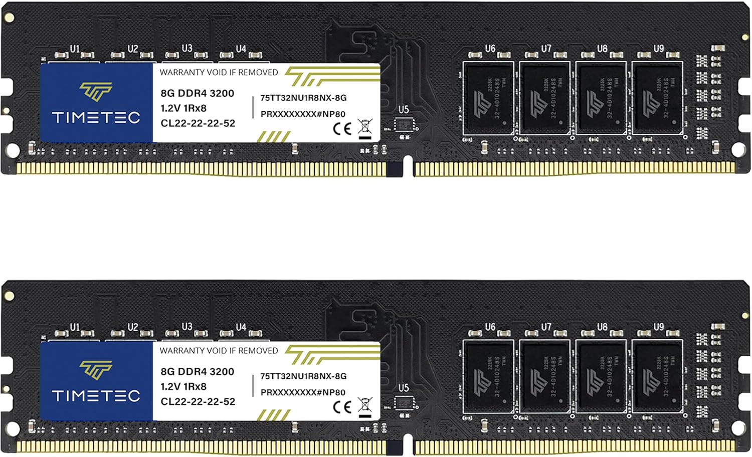Timetec 16GB KIT (2x8GB) DDR4 3200MHz (PC4-3200AA) PC4-25600 UDIMM Desktop RAM – 288-Pin 1.2V CL22 Non-ECC Unbuffered DIMM Memory Module Upgrade
