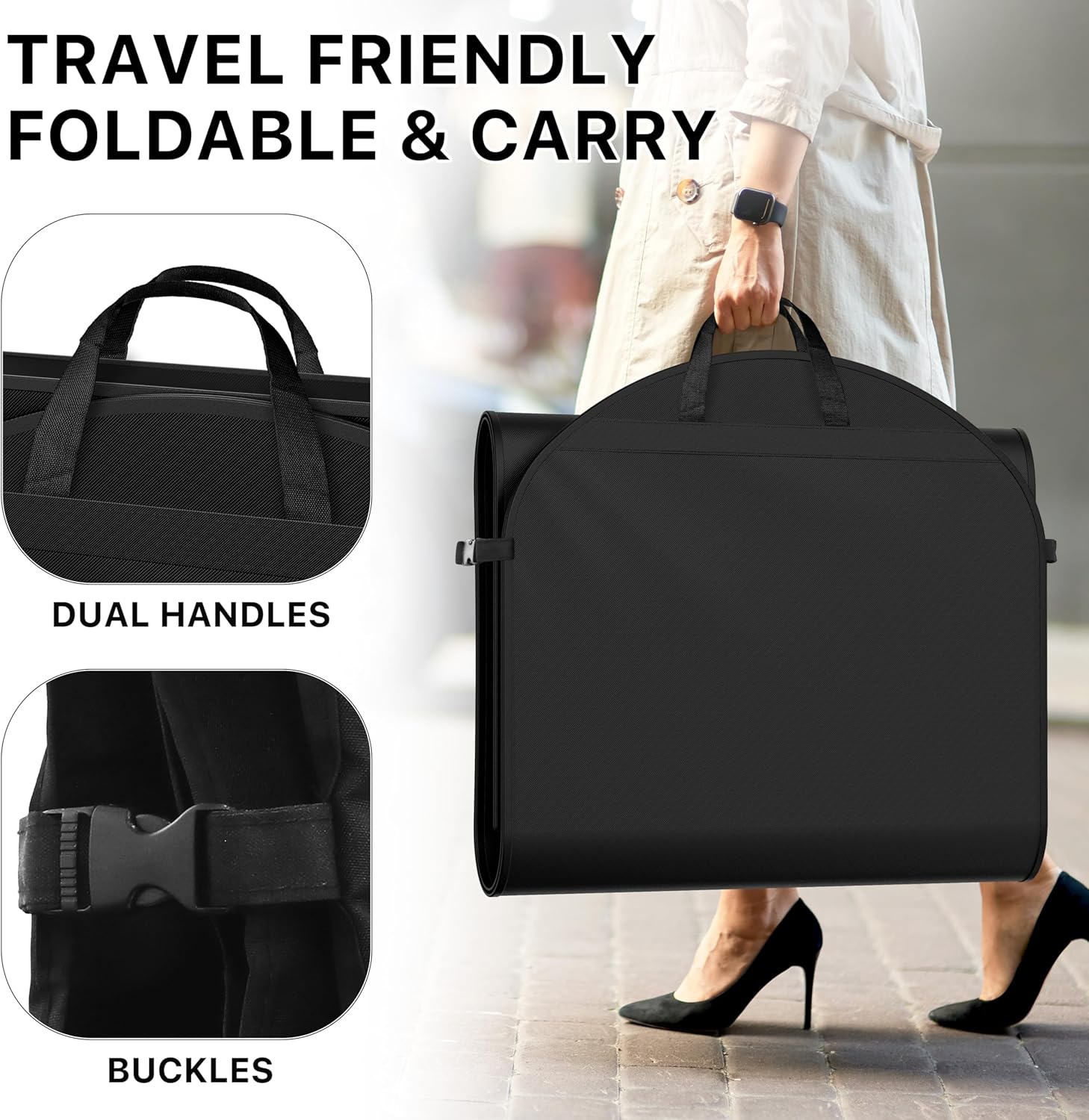 Simple Houseware 43" Travel Garment Bag with Pockets, Heavy Duty Suit Bag