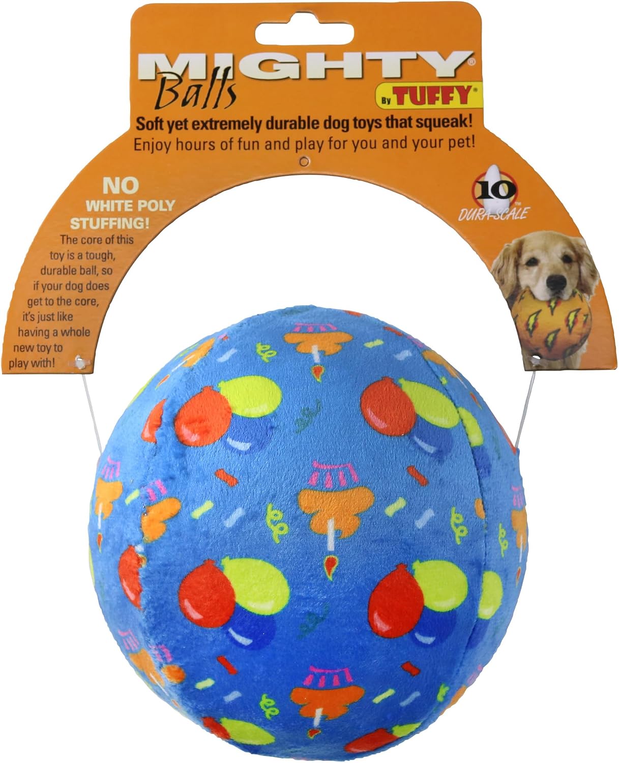 MIGHTY Tuffy 2 Pack Medium Ball Dog Toy: Ultra Durable Plush Toy with Multiple Layers & Reinforced Seams, Washable and Floats, Vinyl Ball & Fleece