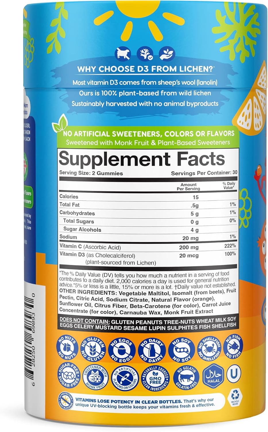 NUTRAMIN Sugar-Free Gummy Multivitamins for Kids, Allergen-Free, 90 Count