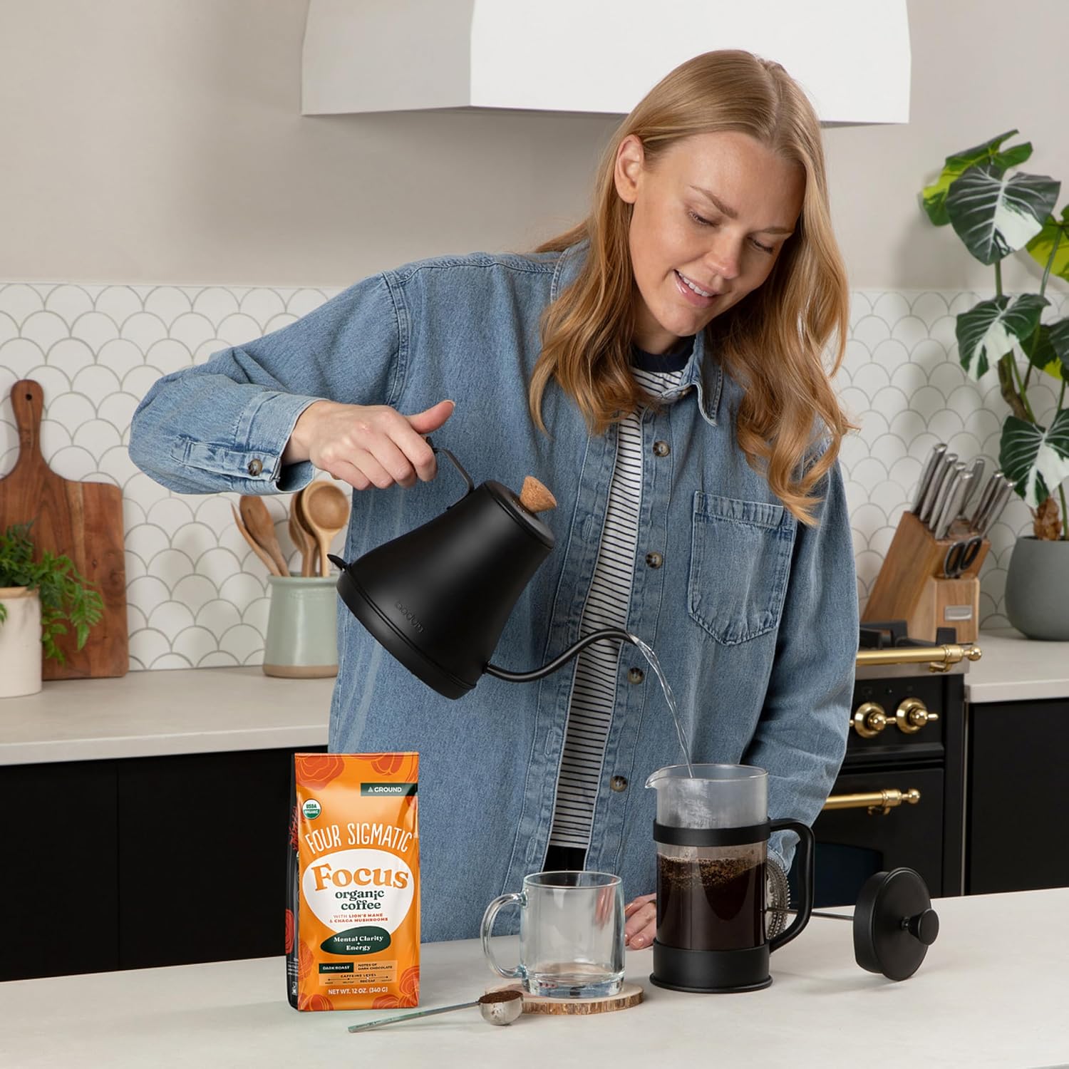 Four Sigmatic Organic Focus Mushroom Ground Coffee | Dark Roast, Organic Coffee with Lion's Mane & Chaga Mushroom for Mental Clarity & Energy Support | 12oz Bag