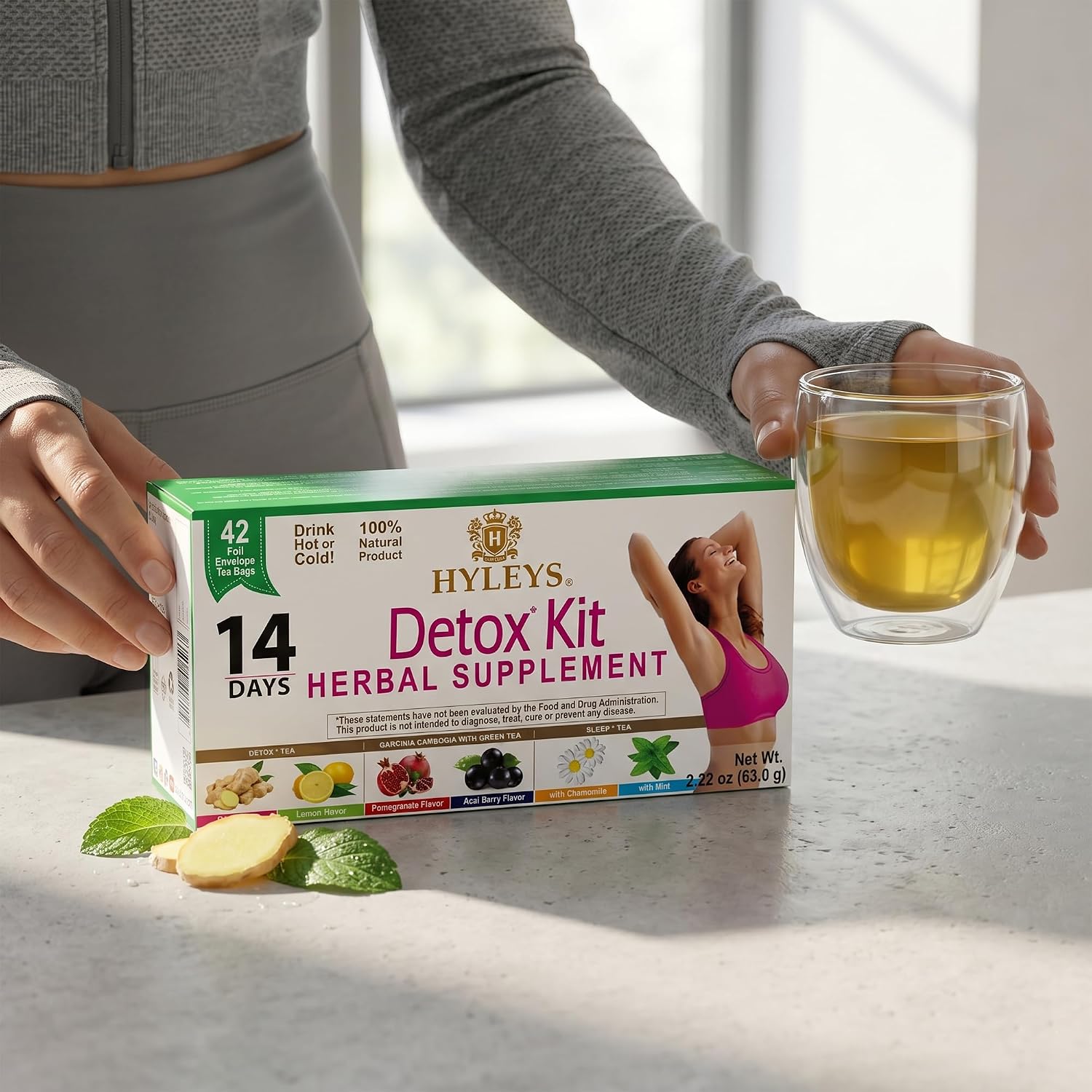 Hyleys 14 Day Weight Loss Tea, Garcinia & Matcha Green Tea, 42 Tea Bags