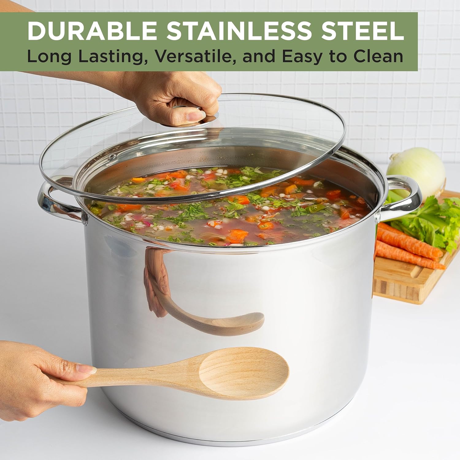 Ecolution Stainless Steel Sauce Pan, Encapsulated Induction Ready Cooking Pot with Glass Lid, Oven Safe, Dishwasher Safe Soup Pot, 2-Quart