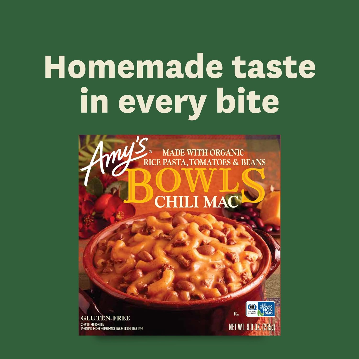 Amy's Frozen Meals, Chili Mac and Cheese Pasta Bowl, 9 oz