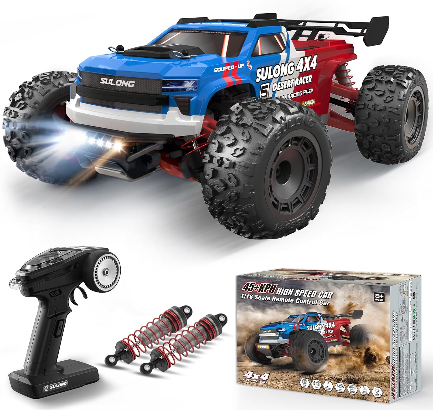 Tigora RC Cars 45 KPH, 4WD Offroad RC Truck for Adults & Teens, All Terrain Fast Remote Control Car with 2 Batteries, 60 Mins Playtime