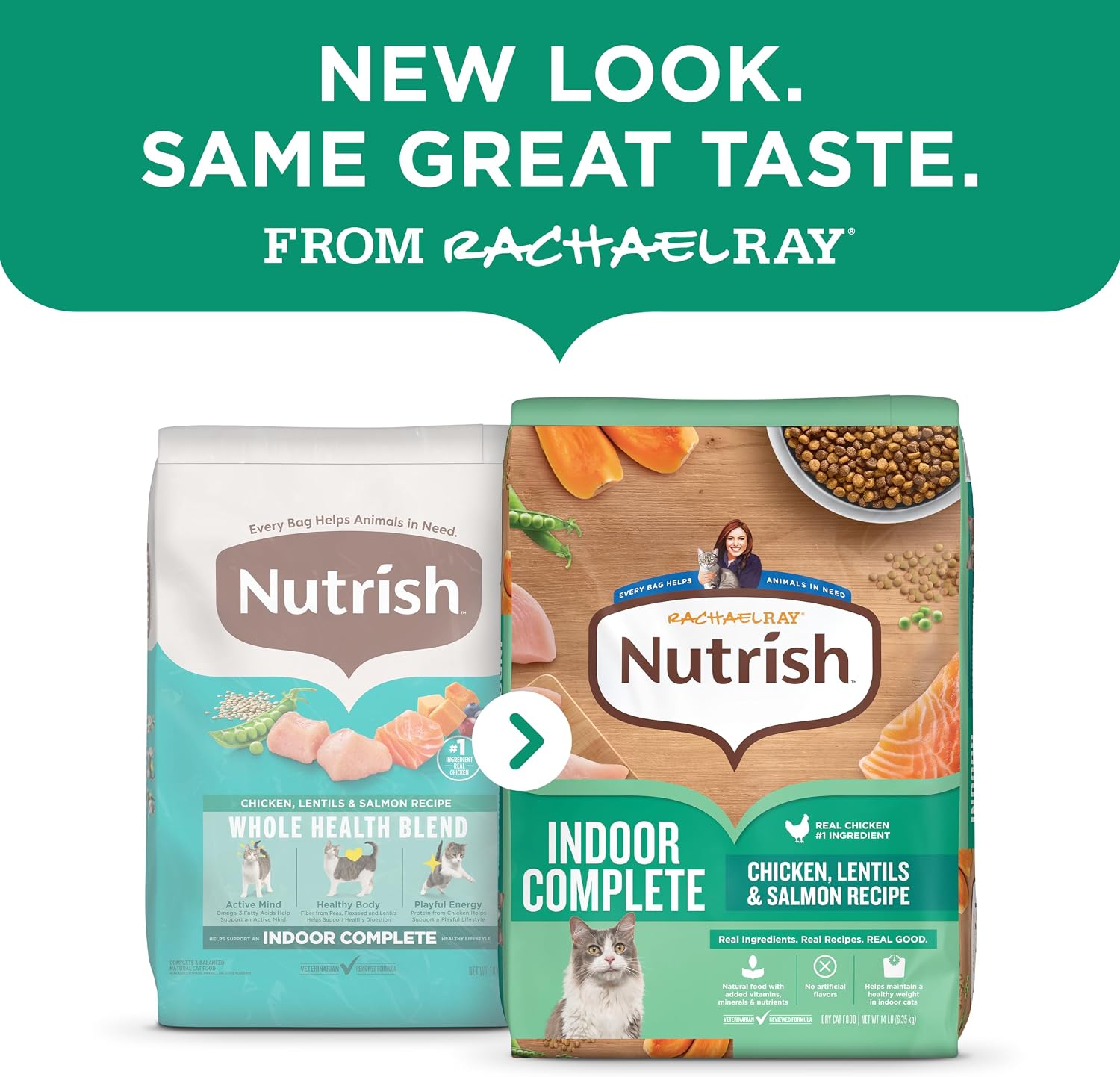 Nutrish Indoor Complete Dry Cat Food, 3 lb. Bag (Rachael Ray) | Chicken, Lentils & Salmon Recipe, Crafted for Adult Indoor Cats, Veterinarian Reviewed Formula