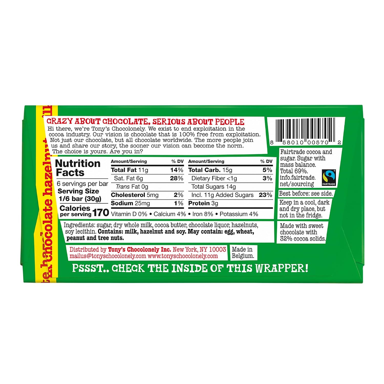 Tony’s Chocolonely 32% Milk Chocolate Caramel Sea Salt Bars, No Artificial Flavoring, Fairtrade & B Corp Certified, 6.35 Ounce (15 Bars)
