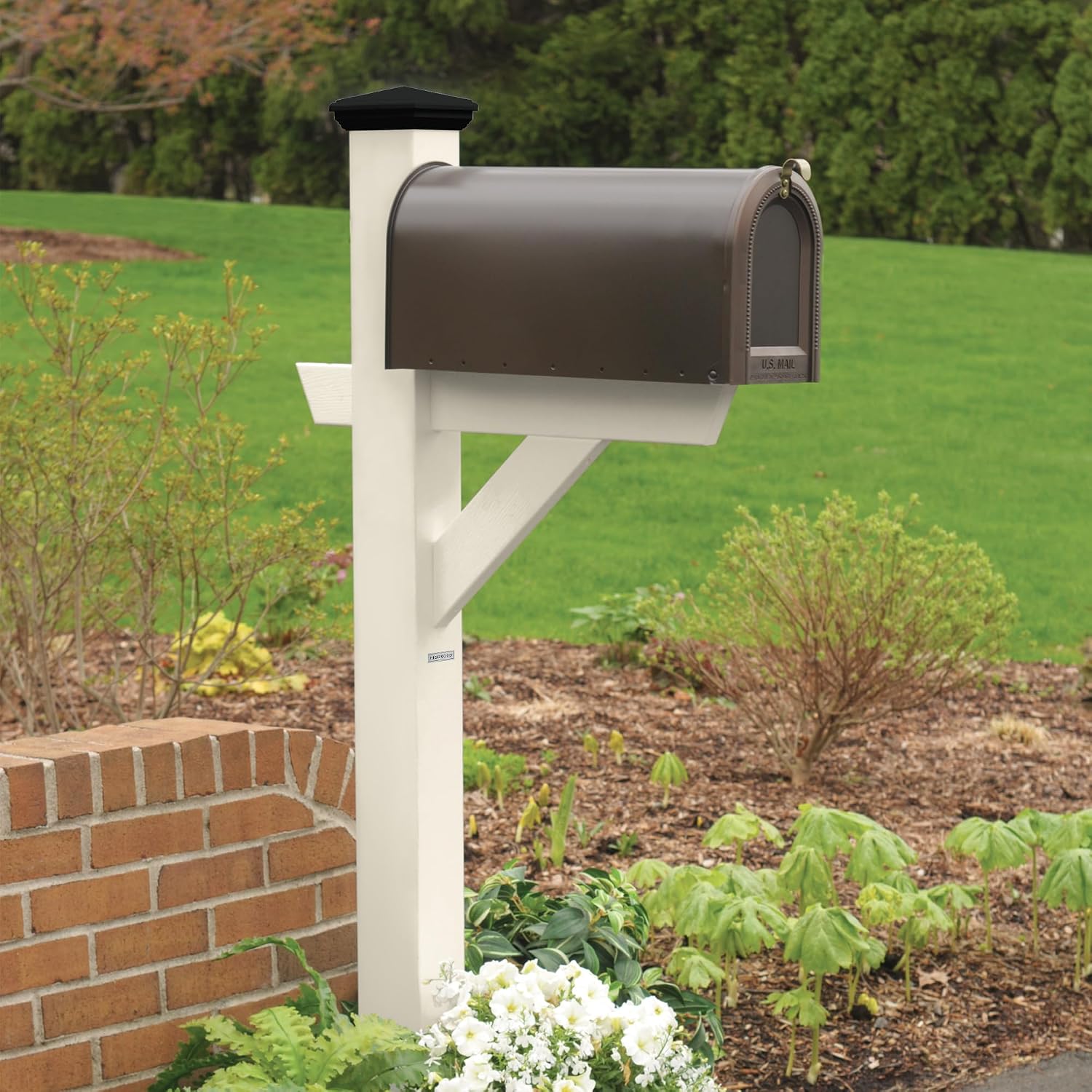 Highwood AD-MLBX1-CGE Hazelton Mailbox Post, Coastal Teak