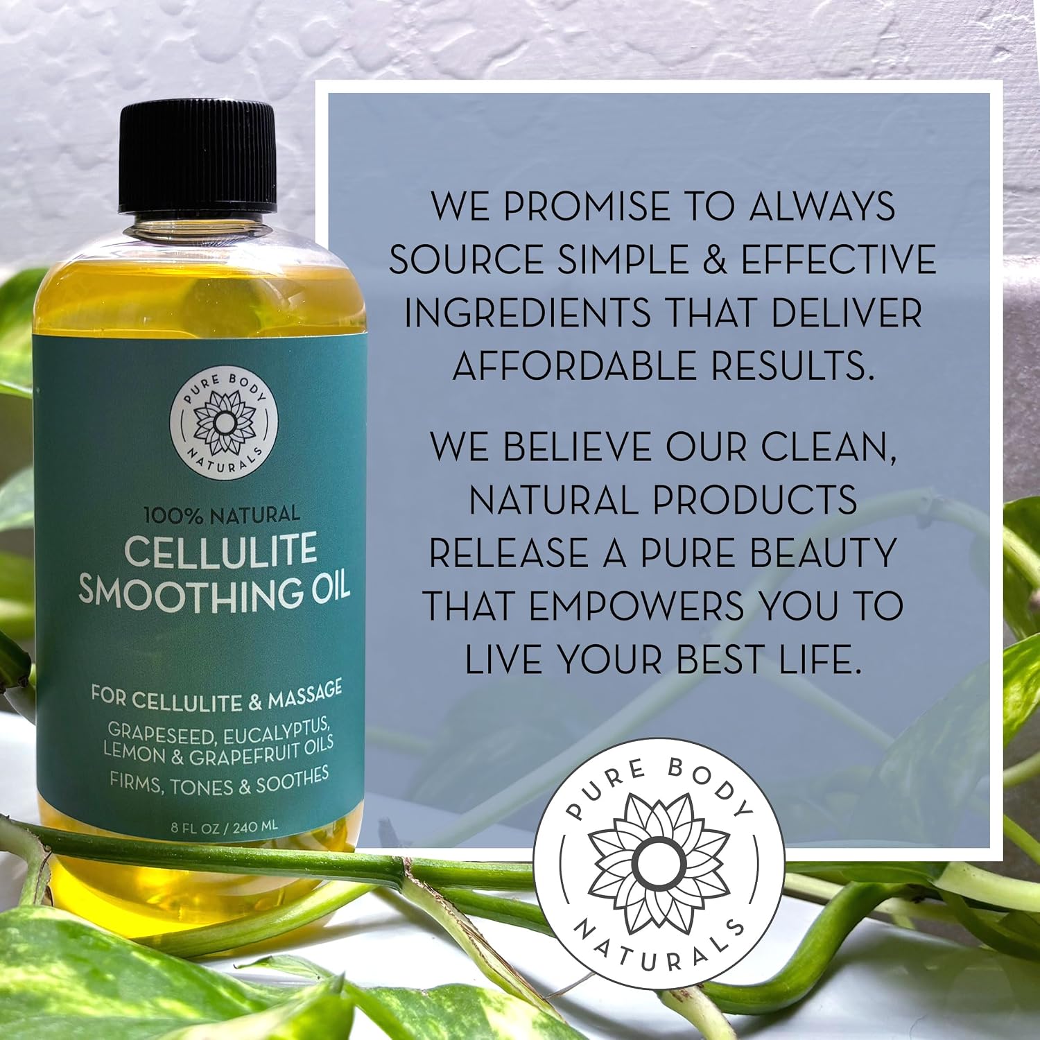 Cellulite Massage Oil for Legs & Thighs, 8 fl oz | Firming, smoothing ritual for belly, hips and arms, supports lymphatic drainage
