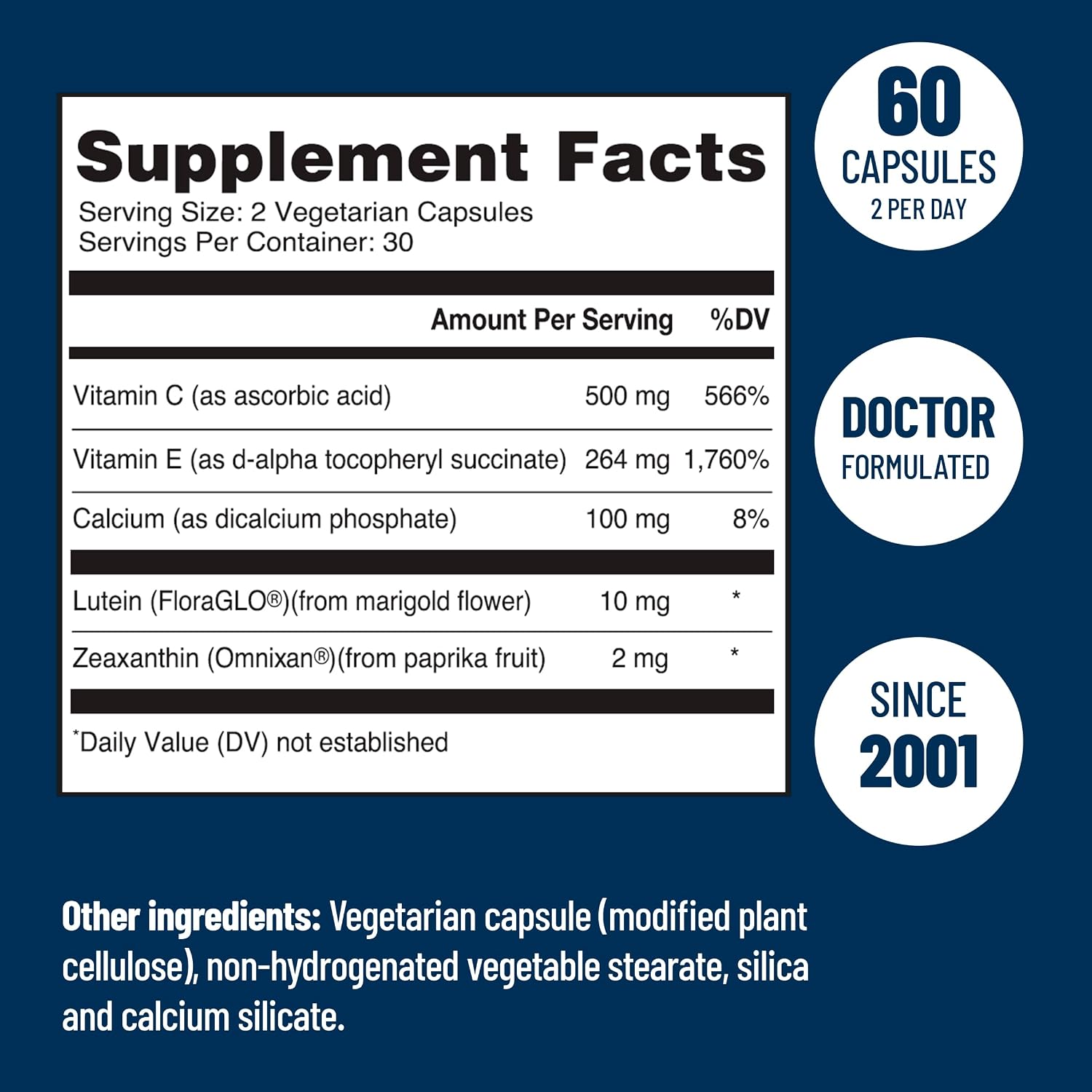 VisiVite Doctor Formulated AREDS 2 Eye Vitamins, Zinc Free, 60 Capsules | Macular Support Formula