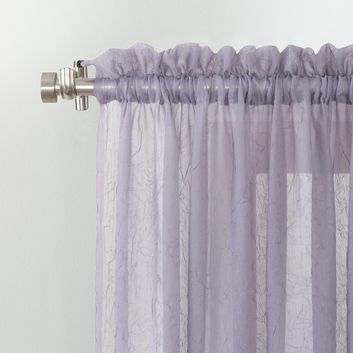 No. 918 Erica Crushed Sheer Voile Rod Pocket Curtain Panel, 51" x 108", Eggshell Off-White