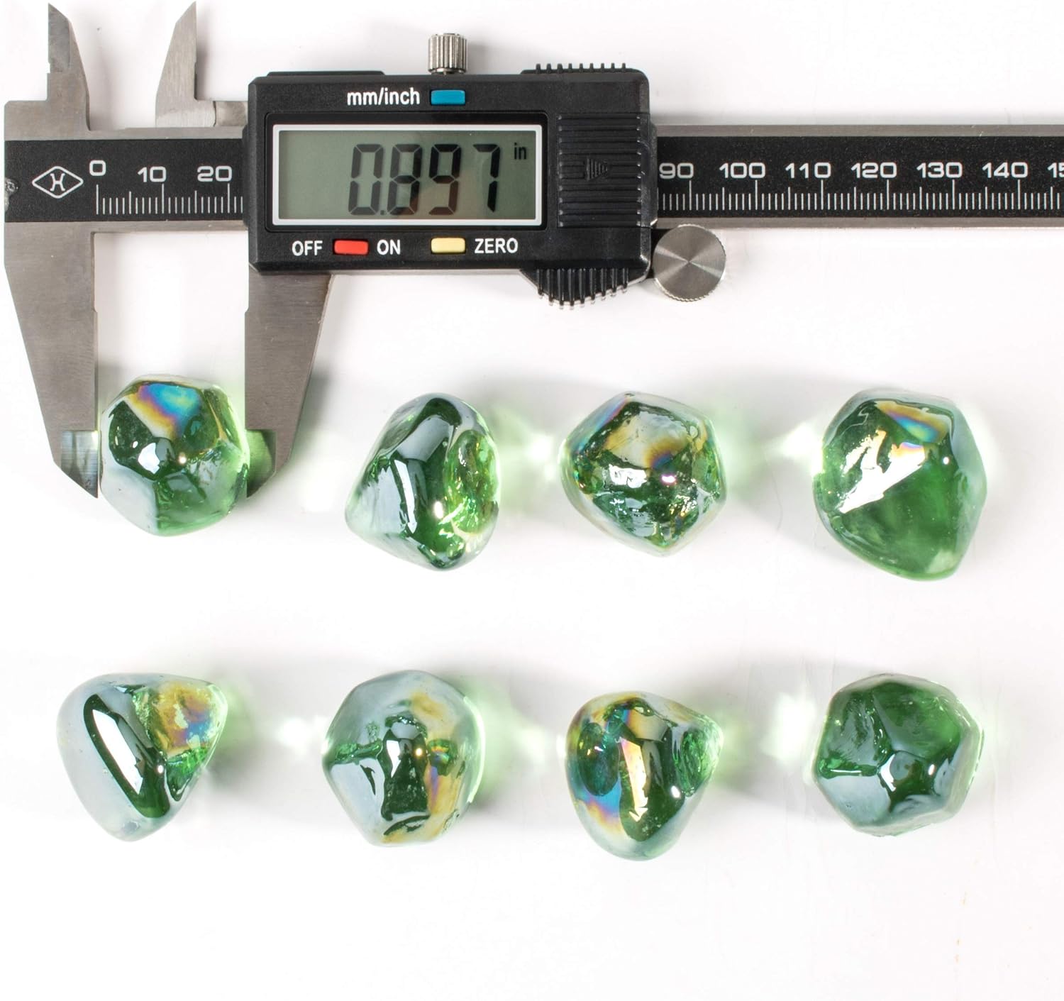 Fire Glass Diamond 1 Inch Fire Pit Glass Rocks for Propane or Gas Fire Pit （10 Pounds Margarita Azura Blue ） Gift Package