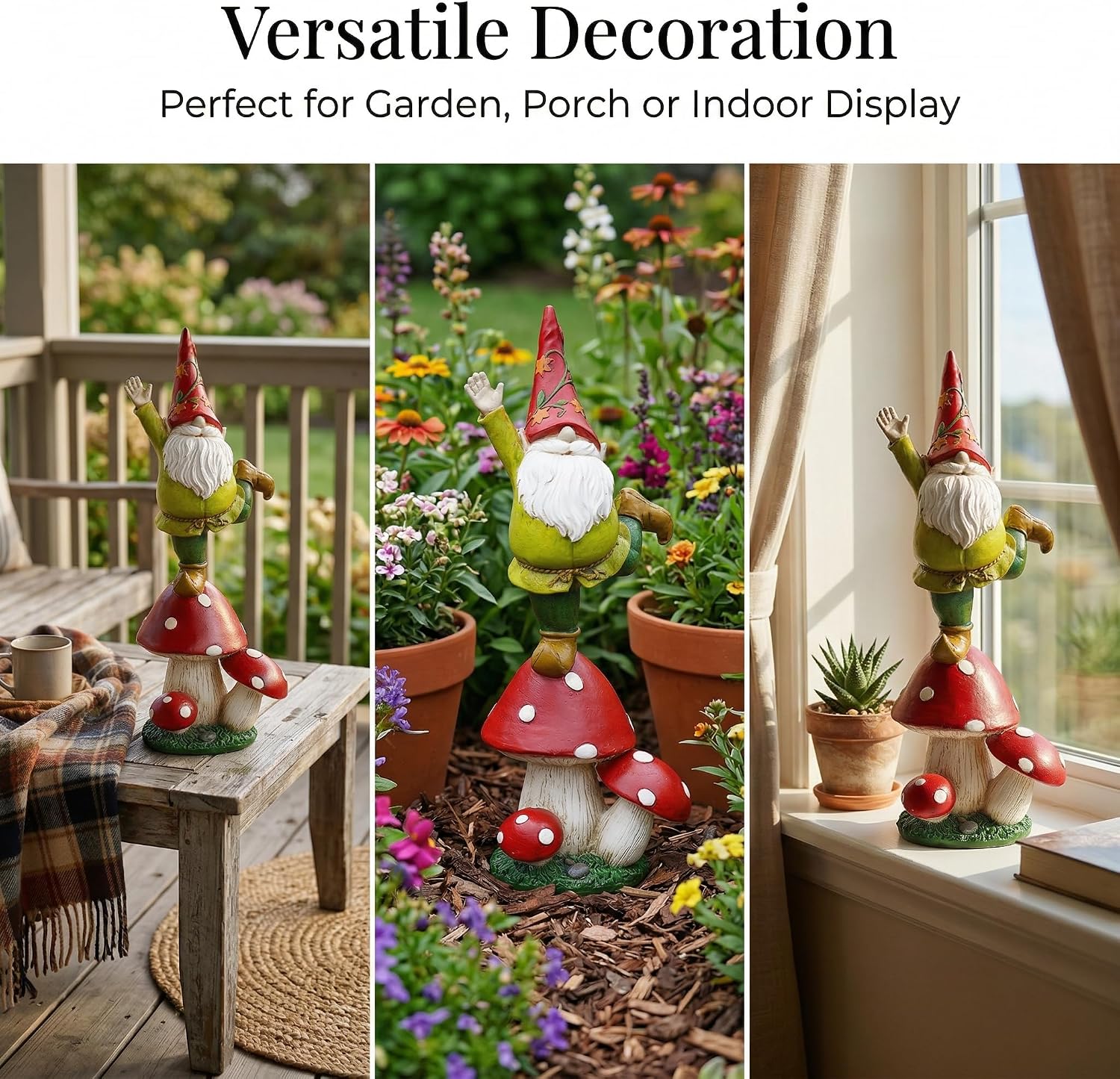 Topadorn 13" Yoga Garden Gnome on Mushroom