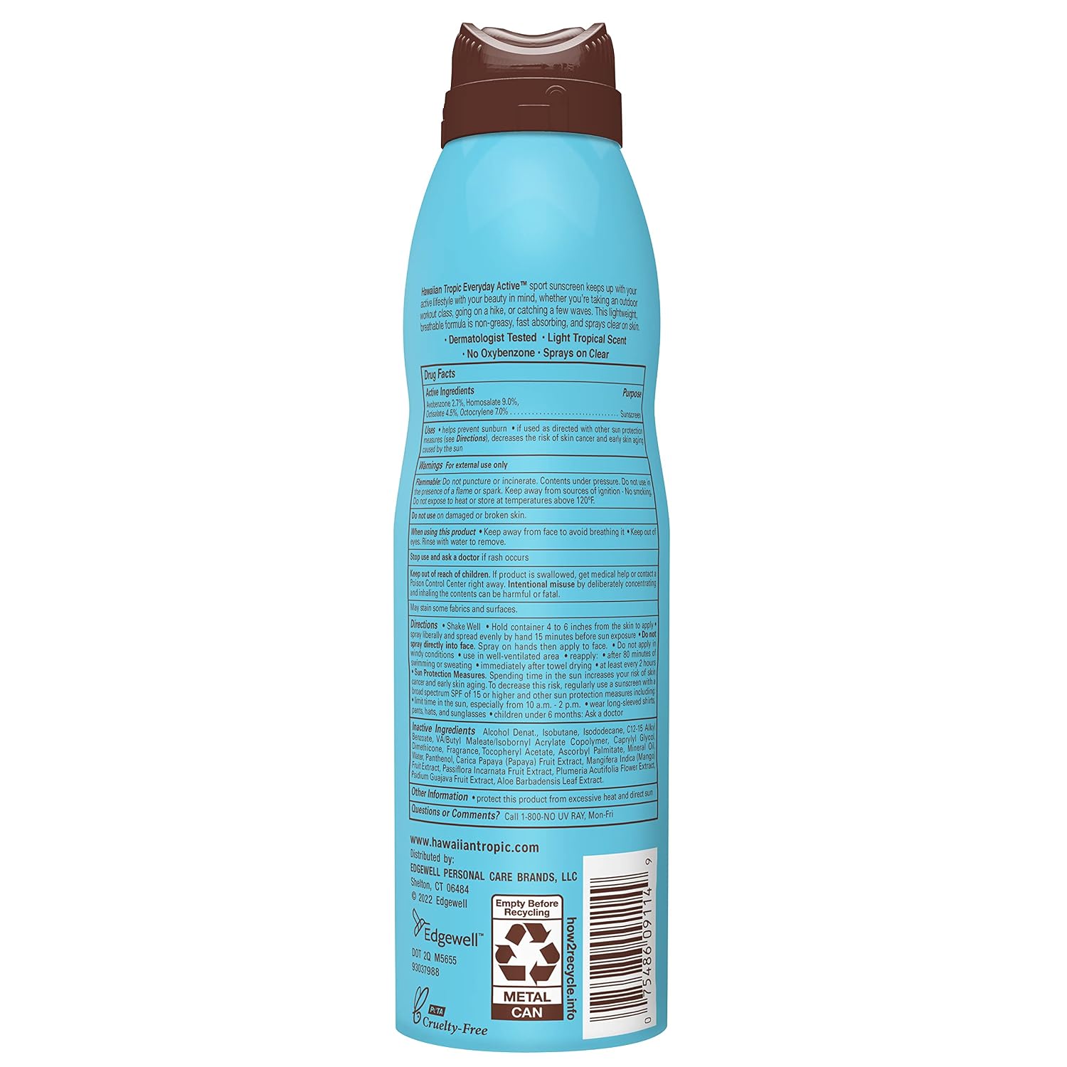 Hawaiian Tropic Island Sport Sunscreen Spray, Clear Coconut, 6 Ounce