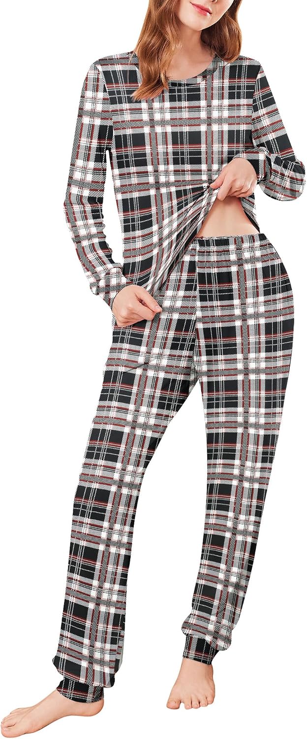Ekouaer Womens Pajamas Sets Long Sleeve Tops with Jogger Pants