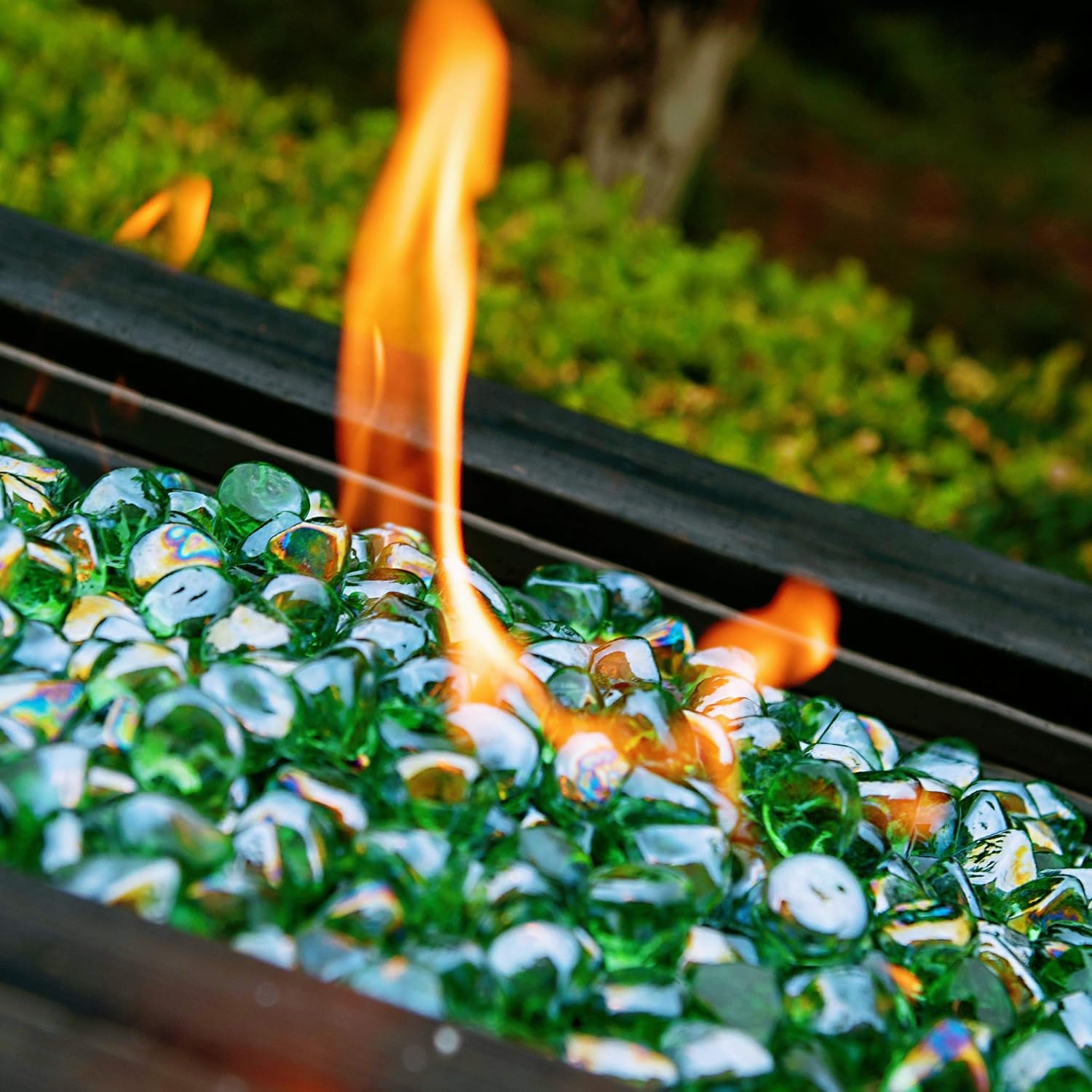 Fire Glass Diamond 1 Inch Fire Pit Glass Rocks for Propane or Gas Fire Pit （10 Pounds Margarita Azura Blue ） Gift Package