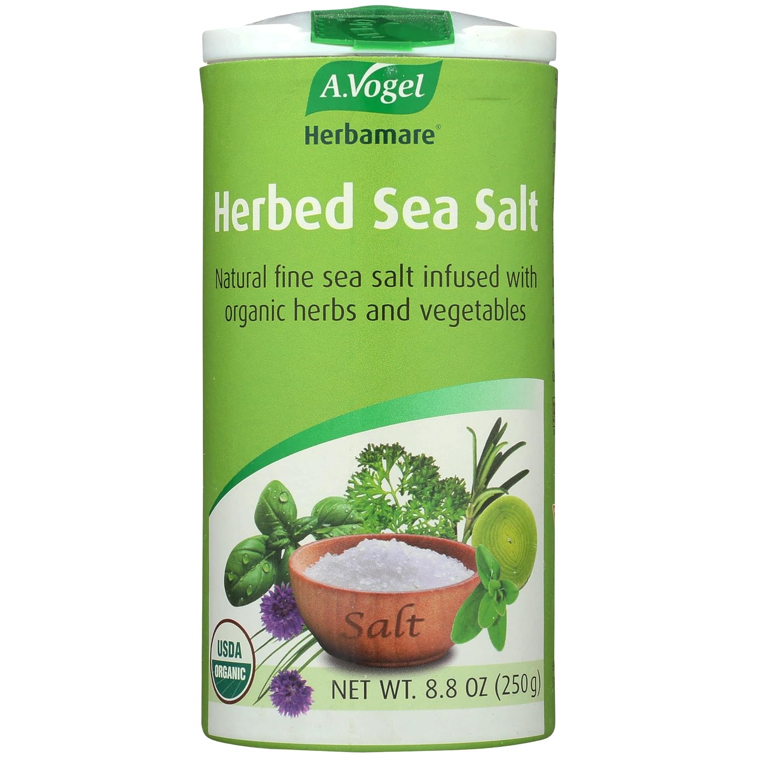 A. Vogel Herbamare Organic Seasoning Salt 8.8Oz. 6 Per Case | 33% Less Sodium - Infused with 12 Herbs & Vegetables - No Artificial Flavors or Preservatives - Keto & Paleo Friendly