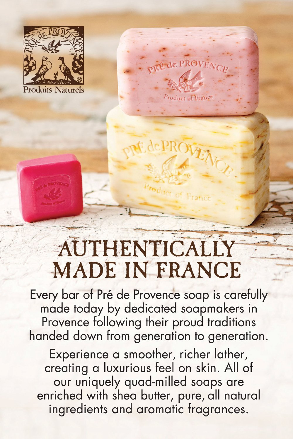 Pre de Provence Artisanal Soap Bar, Natural French Skincare, Enriched with Organic Shea Butter, Quad Milled for Rich, Smooth & Moisturizing Lather, Linden, 5.3 Ounce