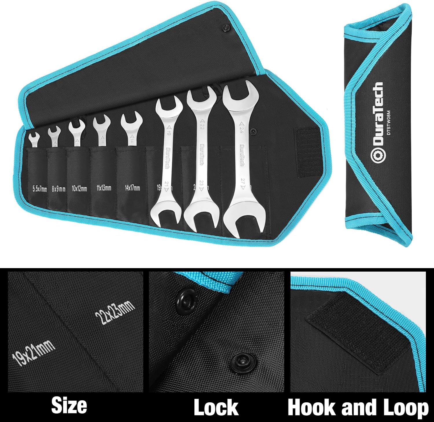 DURATECH Super-Thin Open End Wrench Set, 8-Piece, Metric