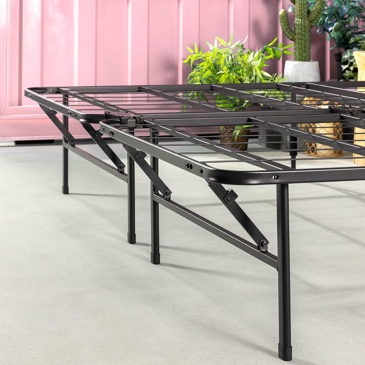 Zinus SmartBase Tool-Free Assembly Mattress Foundation, 14 Inch Metal Platform Bed Frame, No Box Spring Needed, Sturdy Steel Frame, Underbed Storage, Black, Queen