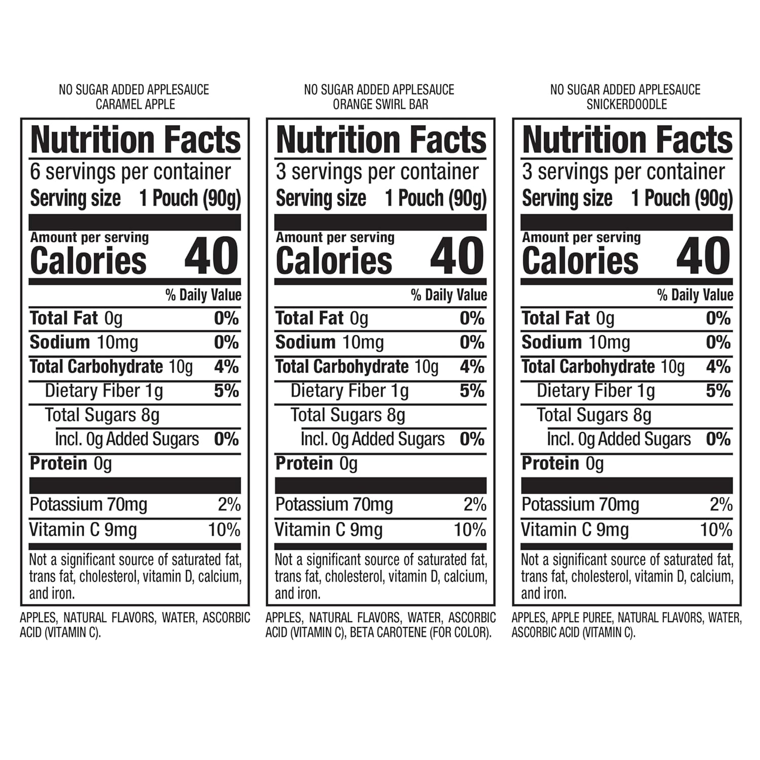Mott's No Sugar Added Applesauce, 3.2 Oz Clear Pouches, 48 Count (4 Packs Of 12), Good Source Of Vitamin C, No Artificial Flavors