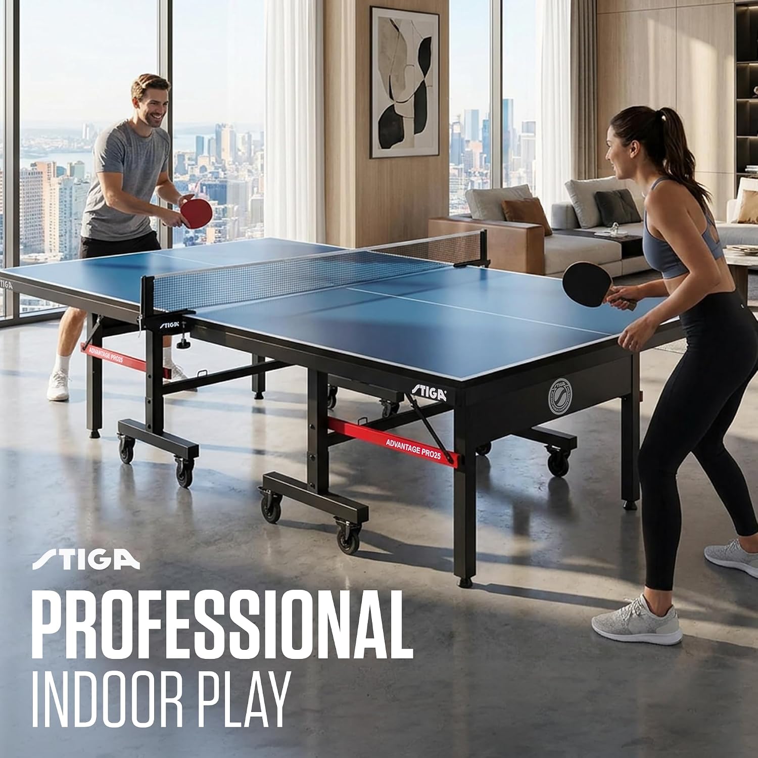 STIGA Advantage Series Indoor Ping Pong Table, Foldable Table Tennis Table - 13, 15, 18, and 25mm Tabletops - Quickplay 10 Minute Assembly - Playback Mode - Recreational- to Tournament-Level