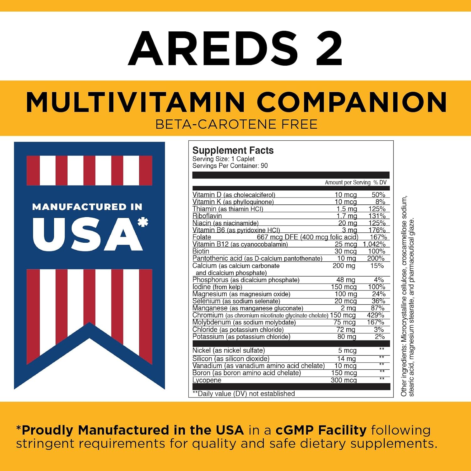 Viteyes Classic AREDS 2 Companion Multivitamin Supplement, Comprehensive Multivitamin Formula for AREDS 2 Users, 90 Capsules
