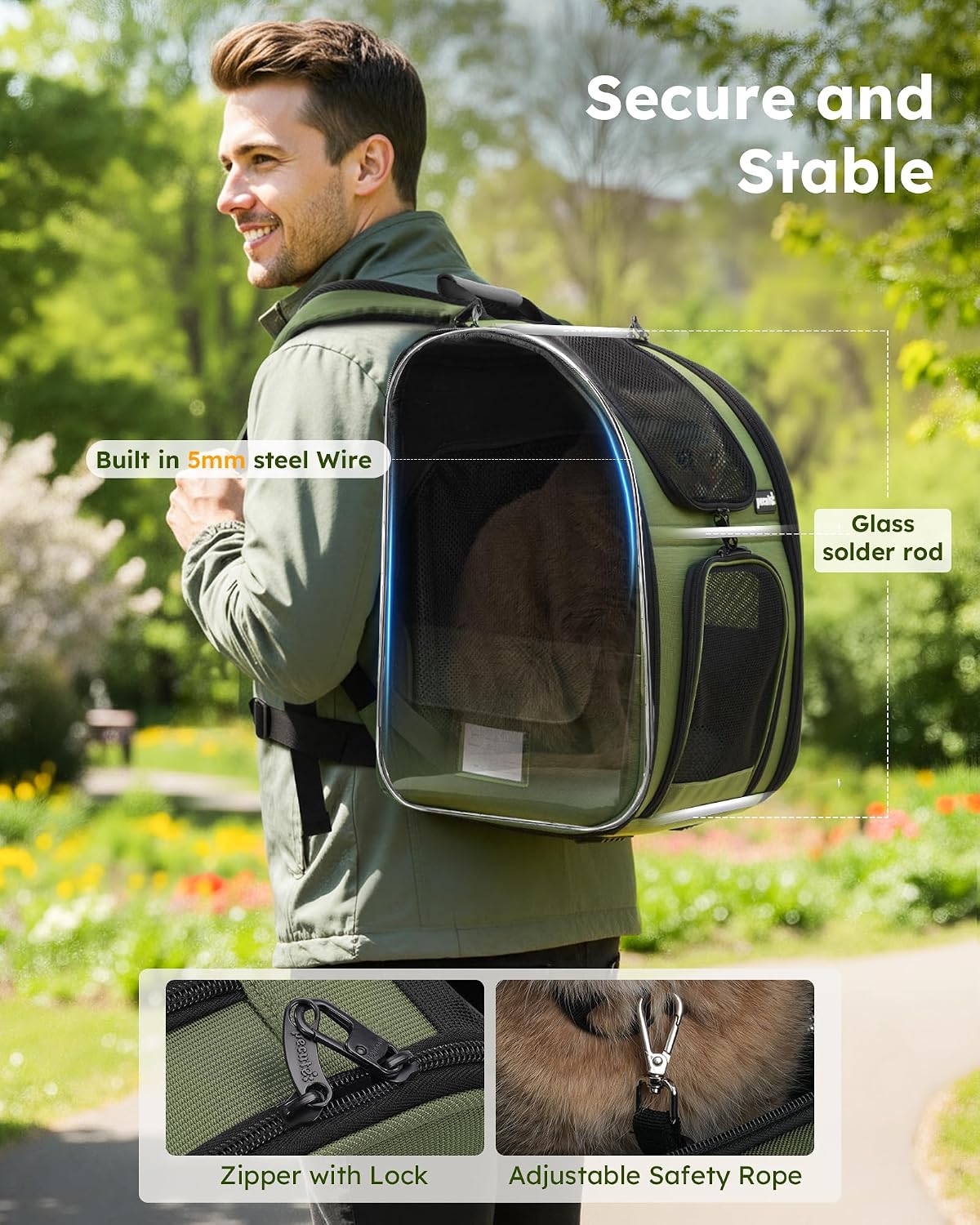 pecute Cat Backpack Expandable, Cat Carrier Backpack with Breathable Window