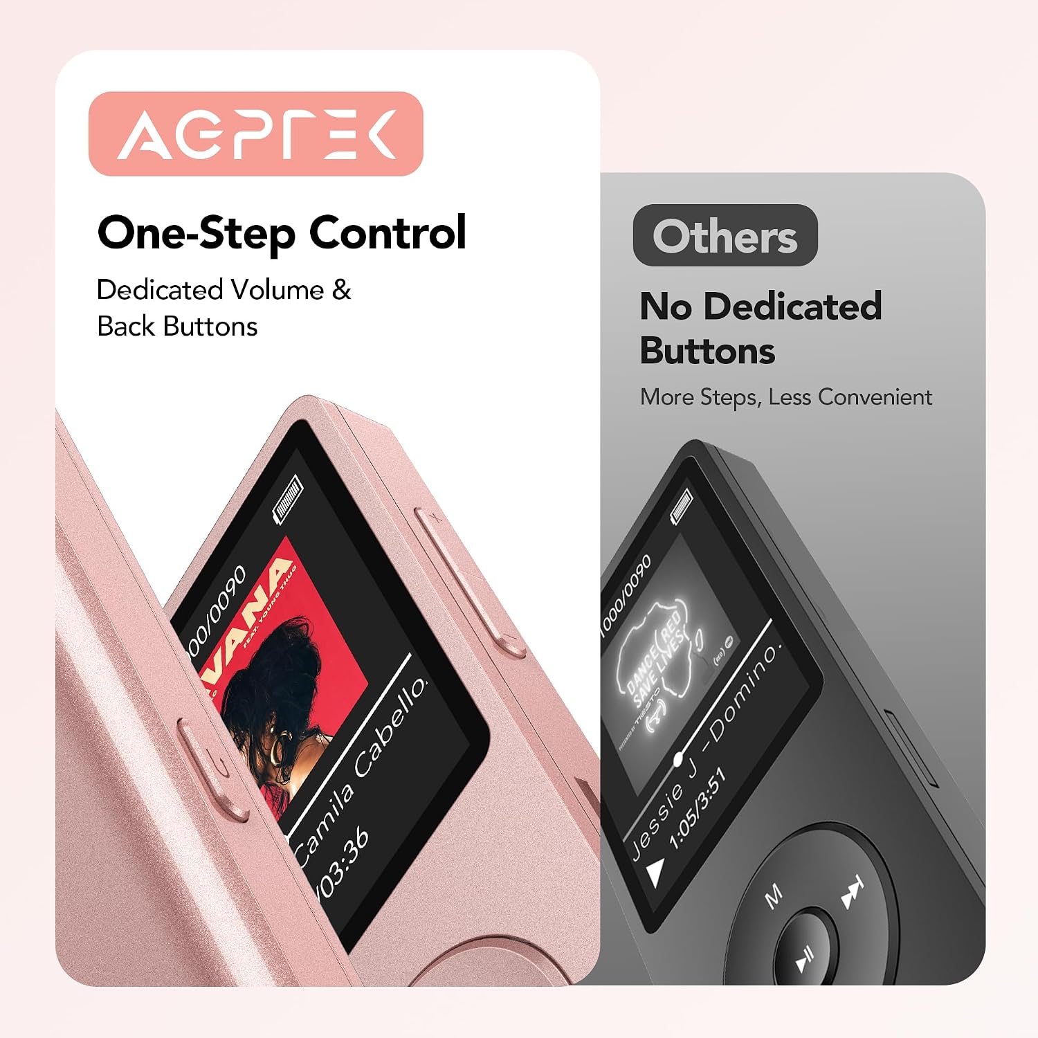 AGPTEK A02S 16GB MP3 Player, 65 Hours Playback Music Player, Dark Blue | Lossless Sound, Supports up to 128GB