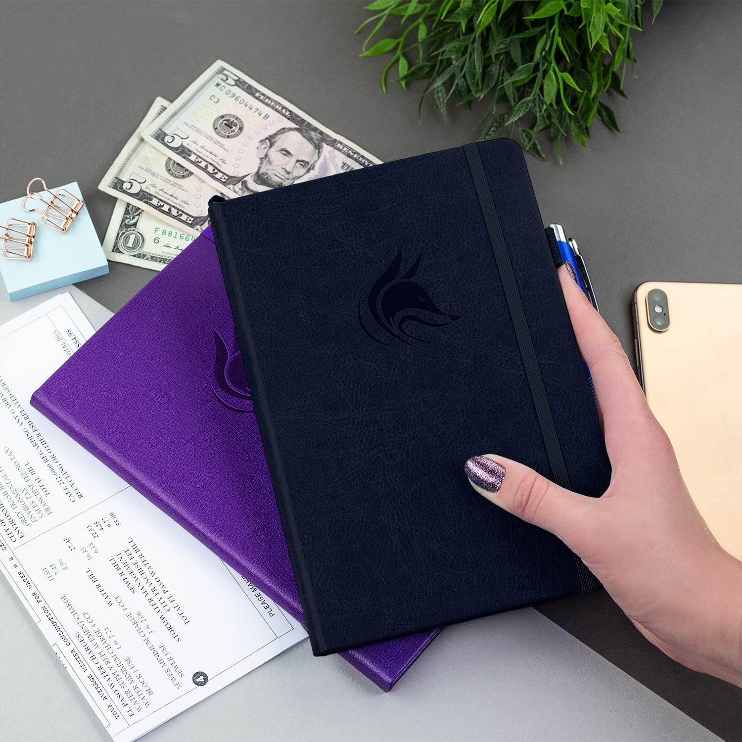 Clever Fox Check Register Book, Checkbook Ledger, 5.8x8.3 Purple