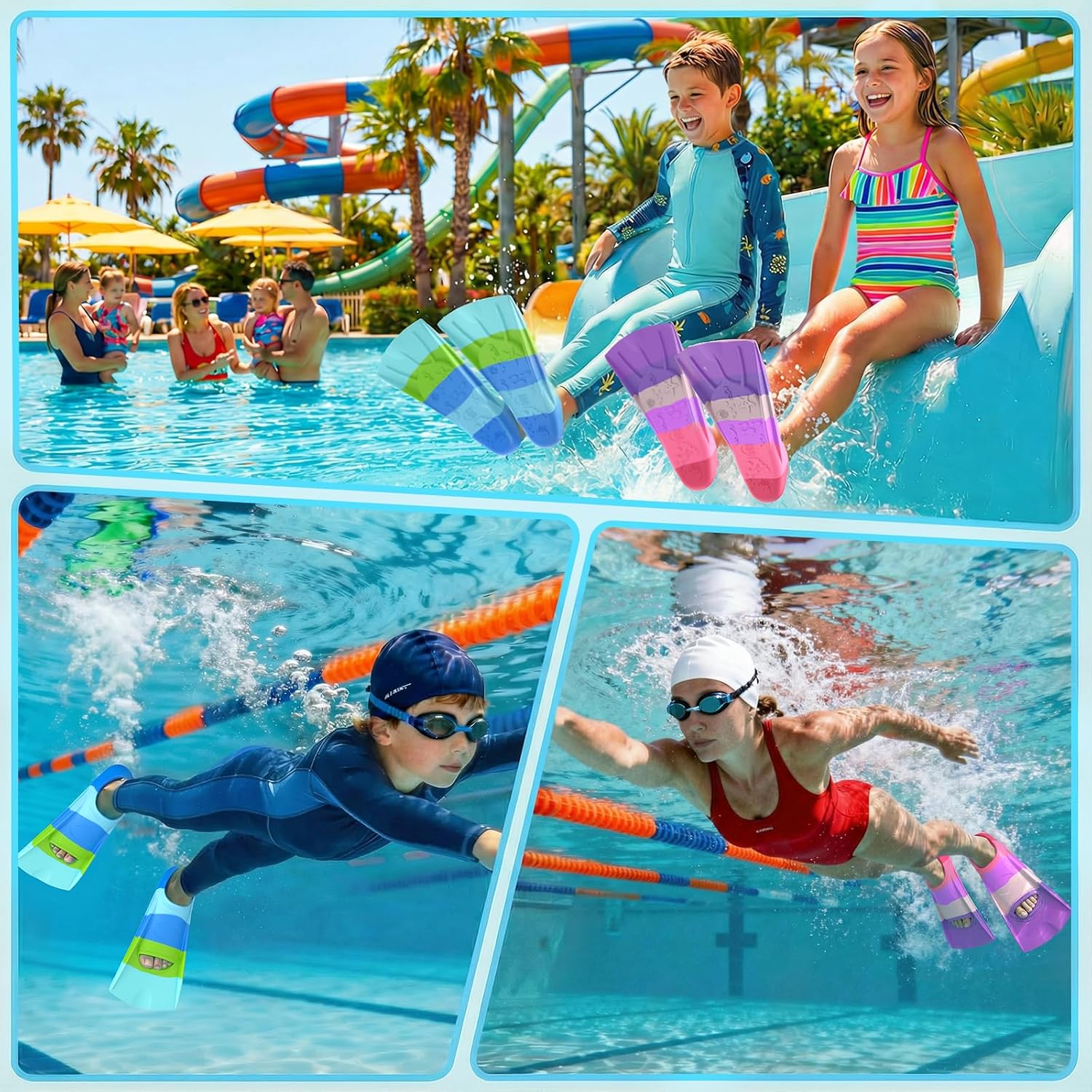 Gintenco Swim Fins, Adults & Kids Swim Training Fins for Lap Swimming