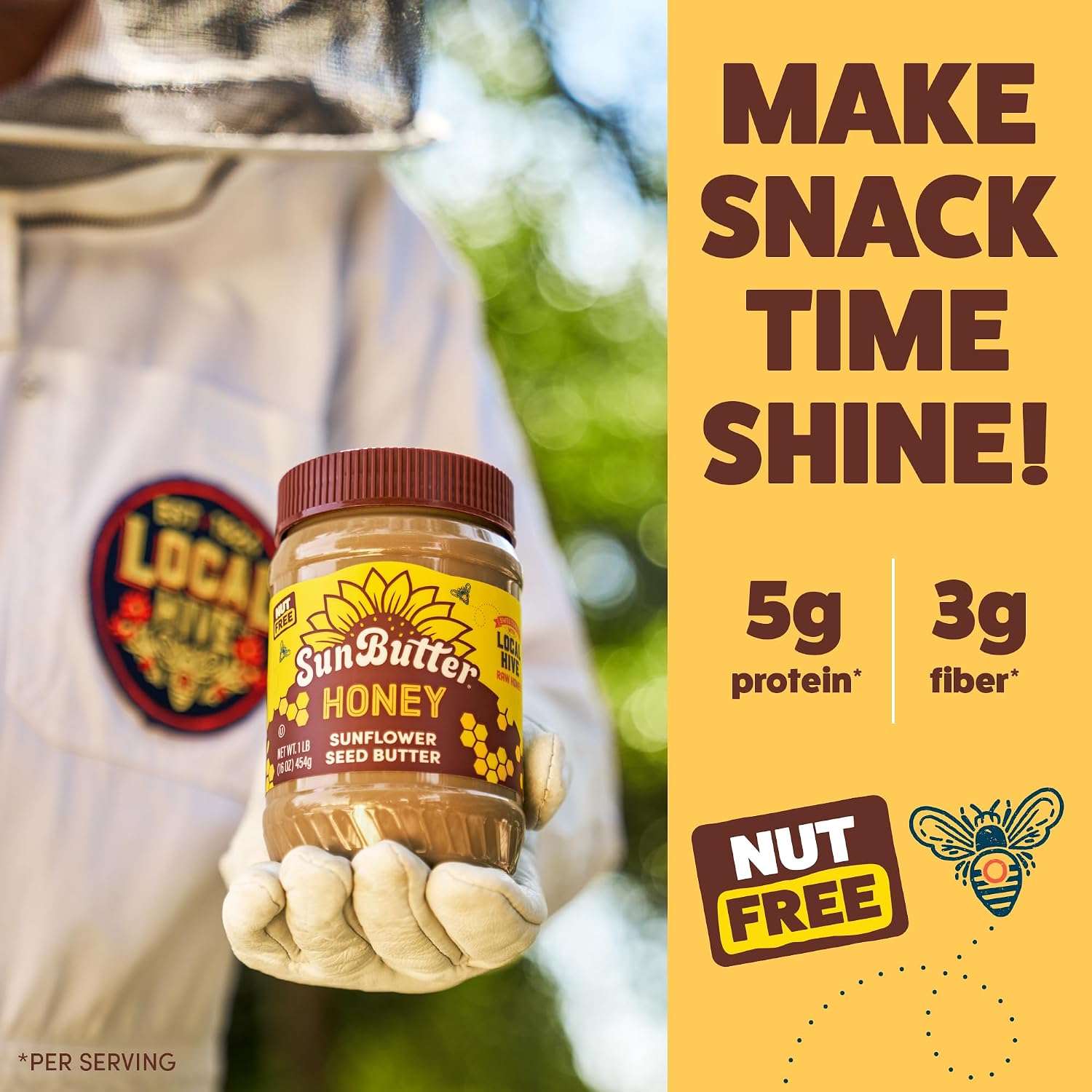 SunButter Original Sunflower Seed Butter, 16 oz Nut-Free Spread with 7g Plant-Based Protein, Roasted Rich & Savory Flavor, Smooth Texture | Vegan, Kosher & Non-GMO