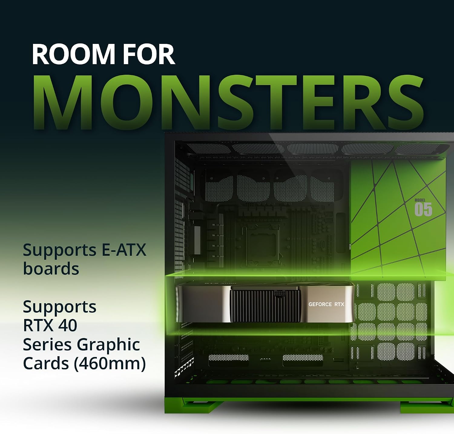 Geometric Future M5 Tempered Glass Mid Tower, E-ATX/ATX Gaming Case, 1.2mm Steel, Type C, Toolless Panels, Support 420/360 Radiator, ARGB PWM 140m Fan x 5 Pre-Installed, Black/Yellow, GEO-M5F-BY