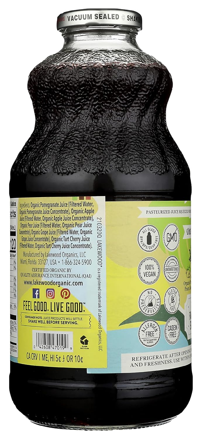 Lakewood Organic Pure Cranberry, Fresh Pressed, 32 Fl Oz (Pack of 6)