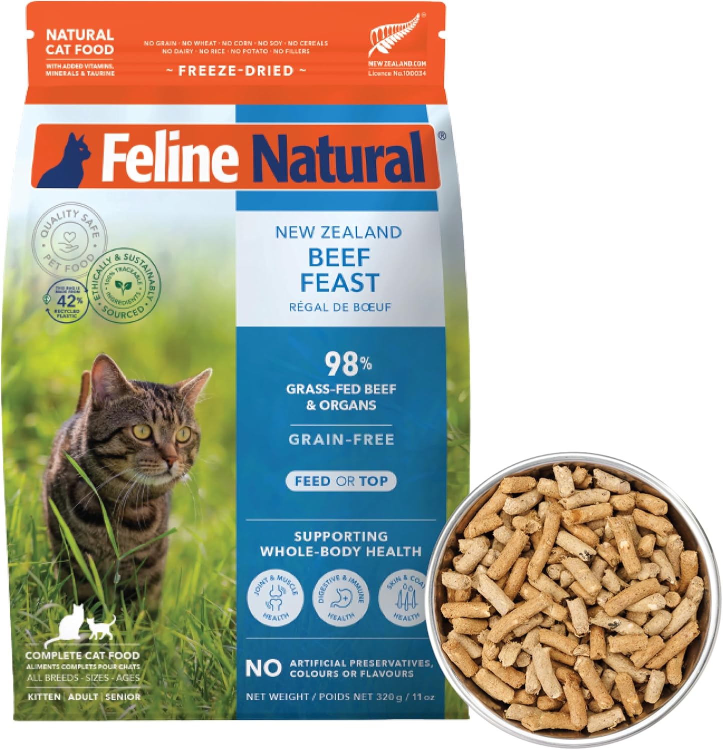 Feline Natural - High Protein Freeze Dried Dry Cat Food with 98% Meat